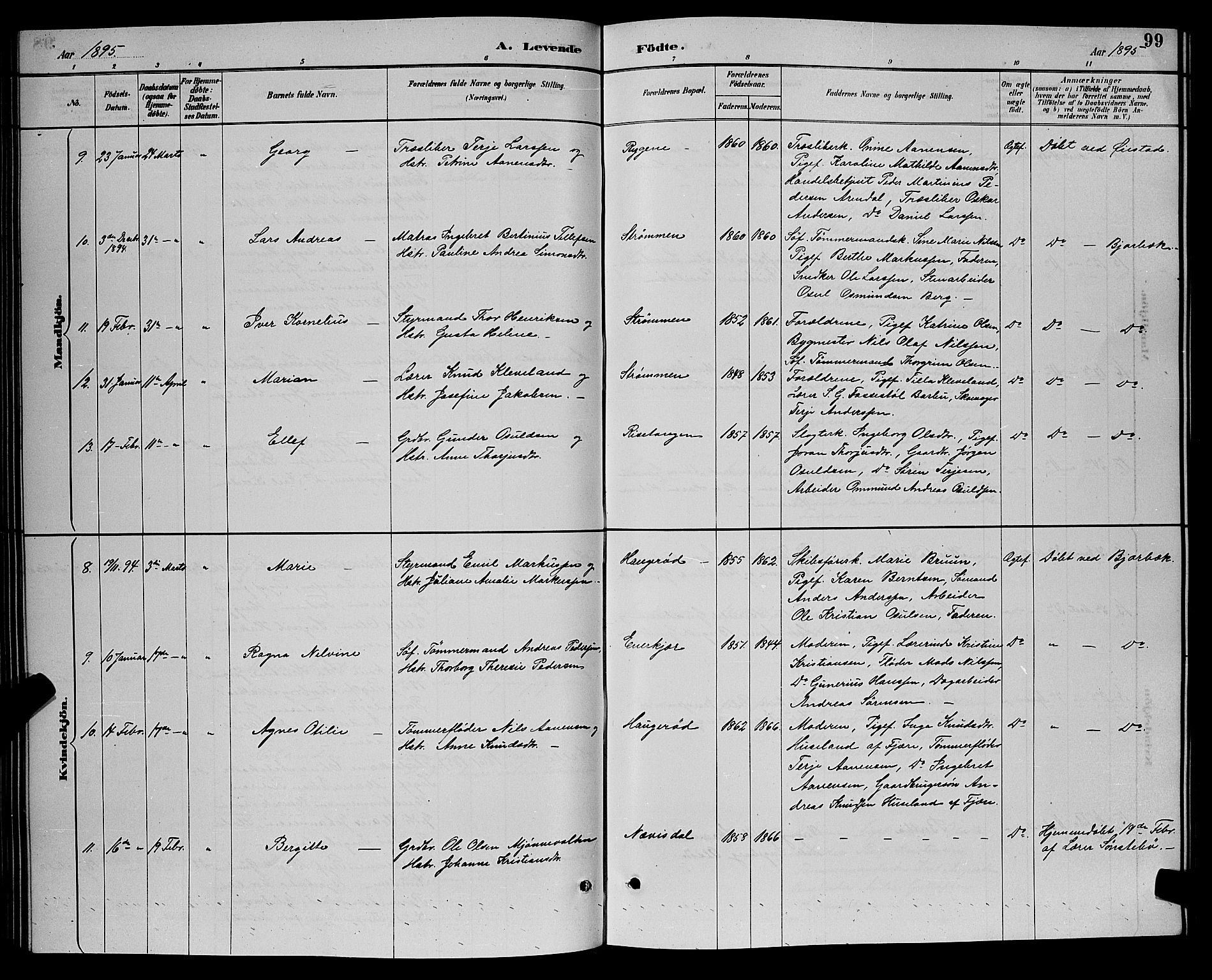 Øyestad sokneprestkontor, AV/SAK-1111-0049/F/Fb/L0009: Parish register (copy) no. B 9, 1886-1896, p. 99