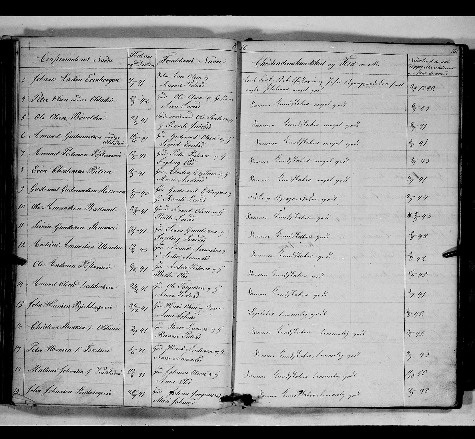 Gausdal prestekontor, SAH/PREST-090/H/Ha/Hab/L0005: Parish register (copy) no. 5, 1846-1867, p. 161