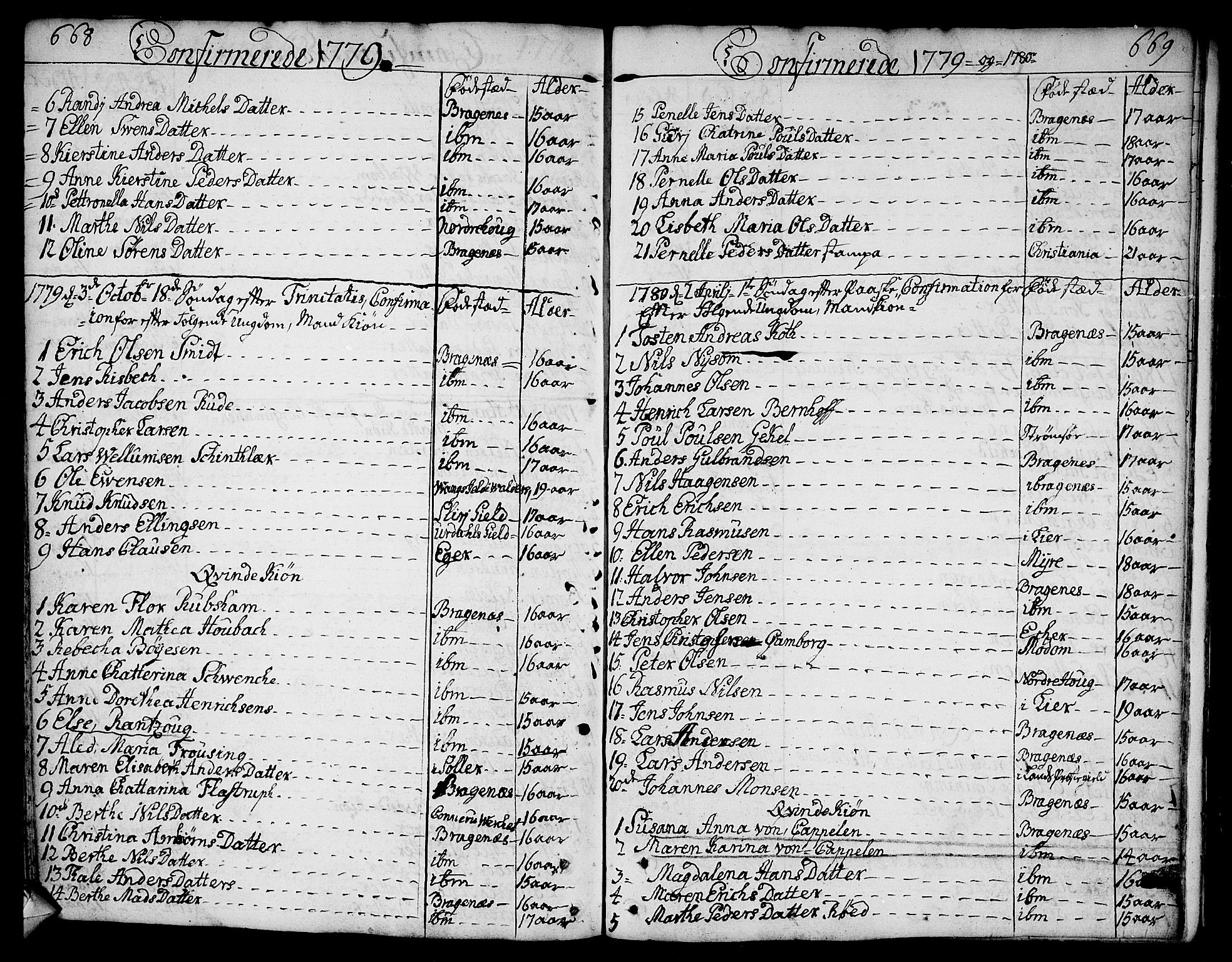 Bragernes kirkebøker, SAKO/A-6/F/Fa/L0005: Parish register (official) no. I 5, 1759-1781, p. 668-669