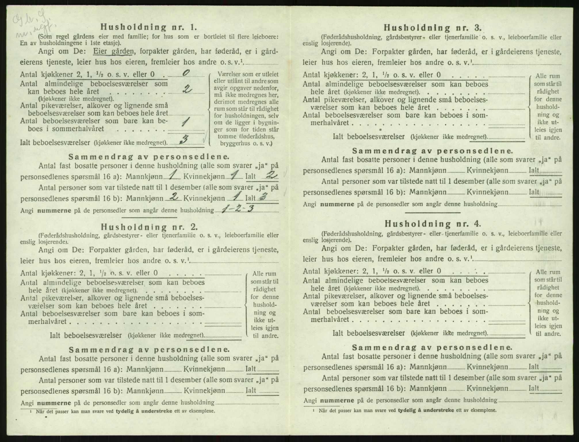 SAK, 1920 census for Valle, 1920, p. 216