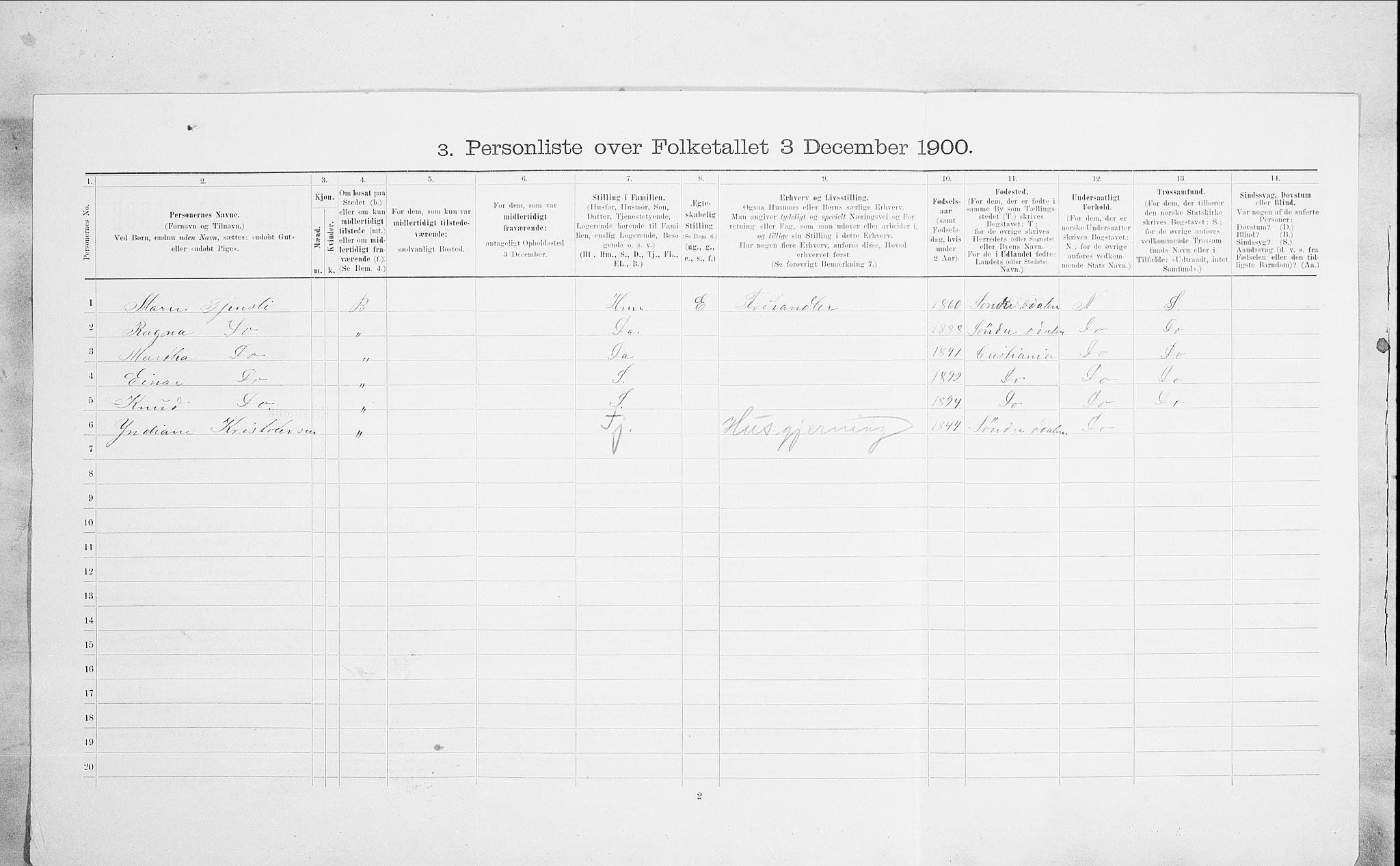 SAO, 1900 census for Kristiania, 1900, p. 90903