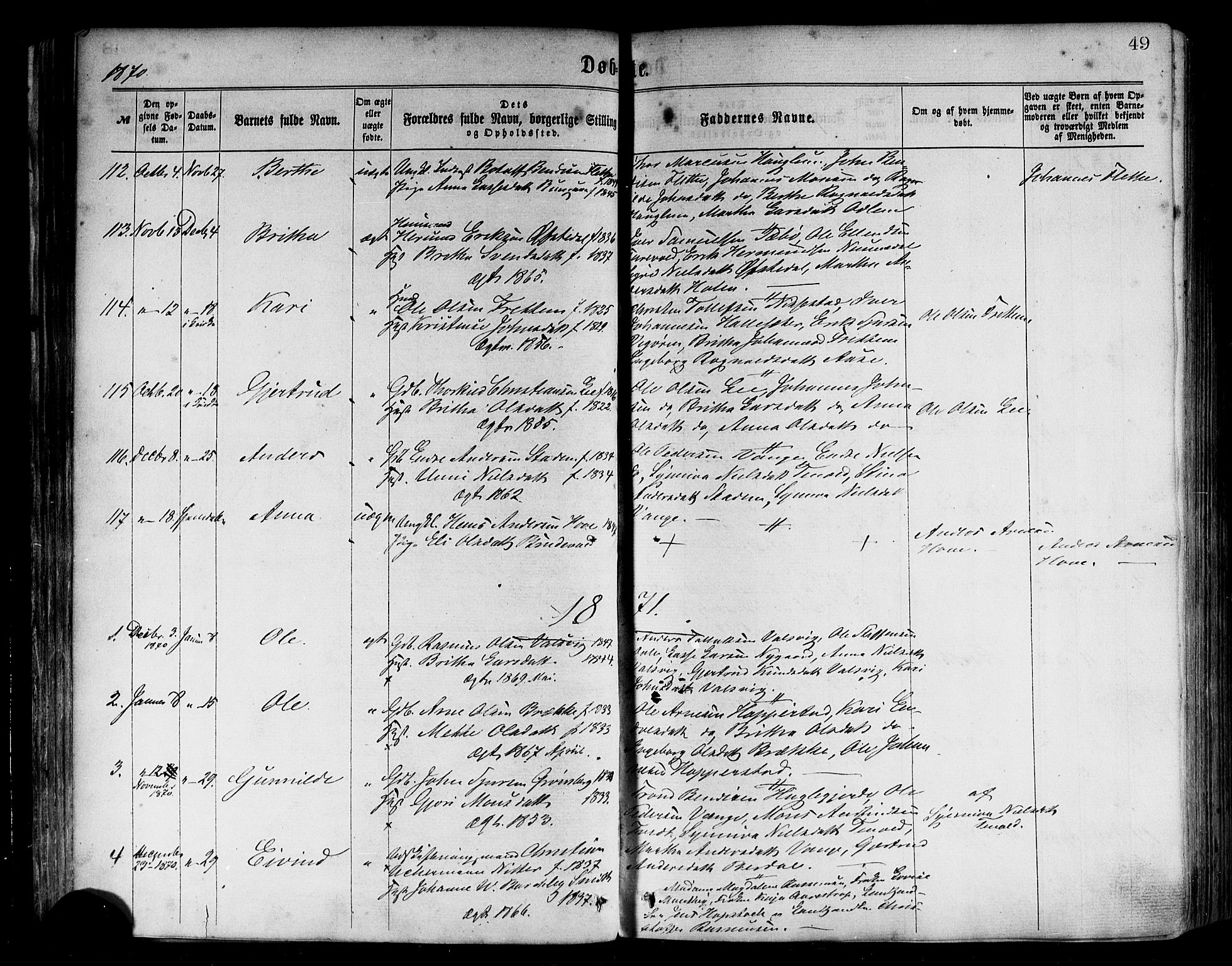 Vik sokneprestembete, SAB/A-81501: Parish register (official) no. A 9, 1866-1877, p. 49