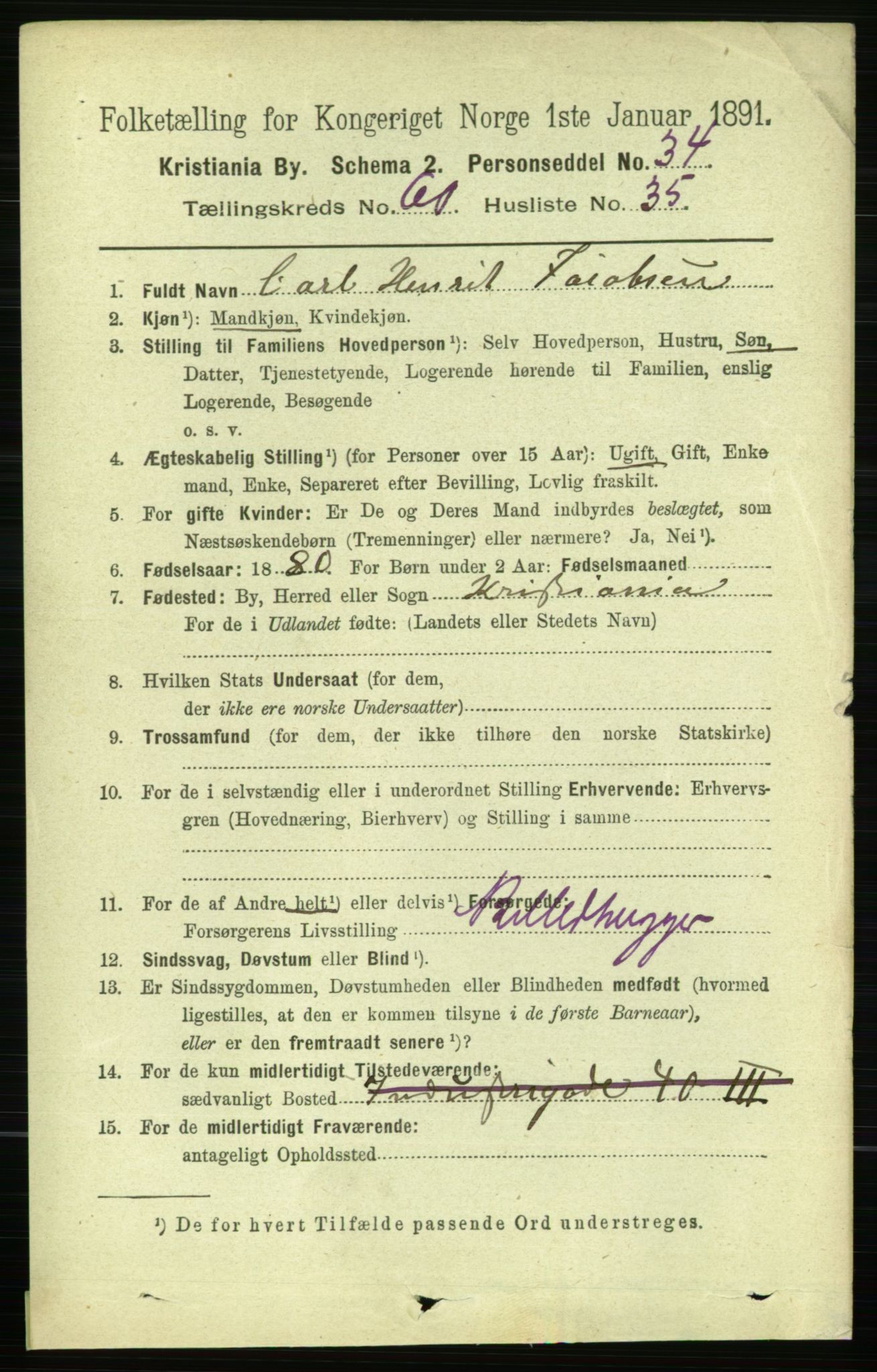 RA, 1891 census for 0301 Kristiania, 1891, p. 32313