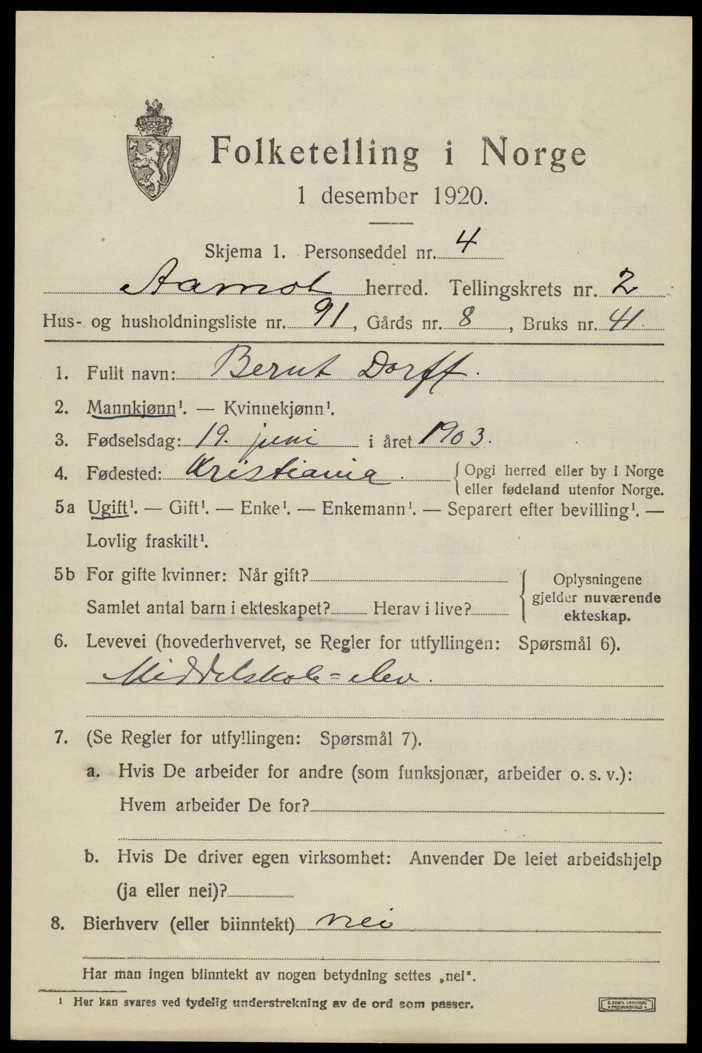 SAH, 1920 census for Åmot, 1920, p. 3829