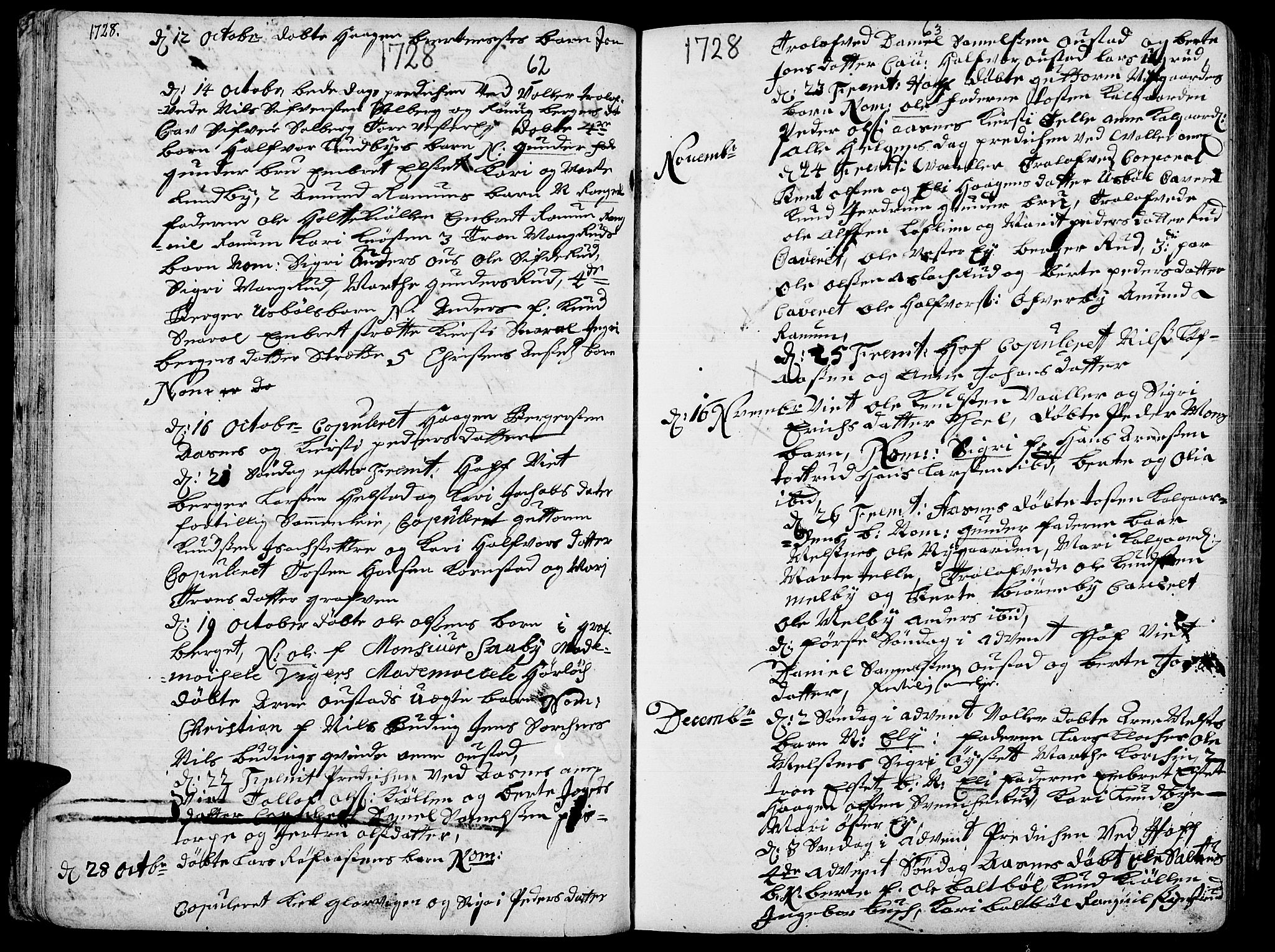 Hof prestekontor, AV/SAH-PREST-038/H/Ha/Haa/L0002: Parish register (official) no. 2, 1720-1749, p. 62-63