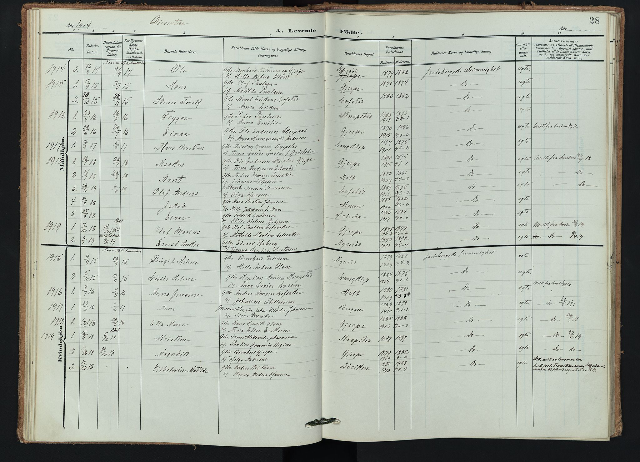 Våle kirkebøker, AV/SAKO-A-334/F/Fb/L0003: Parish register (official) no. II 3, 1907-1936, p. 28