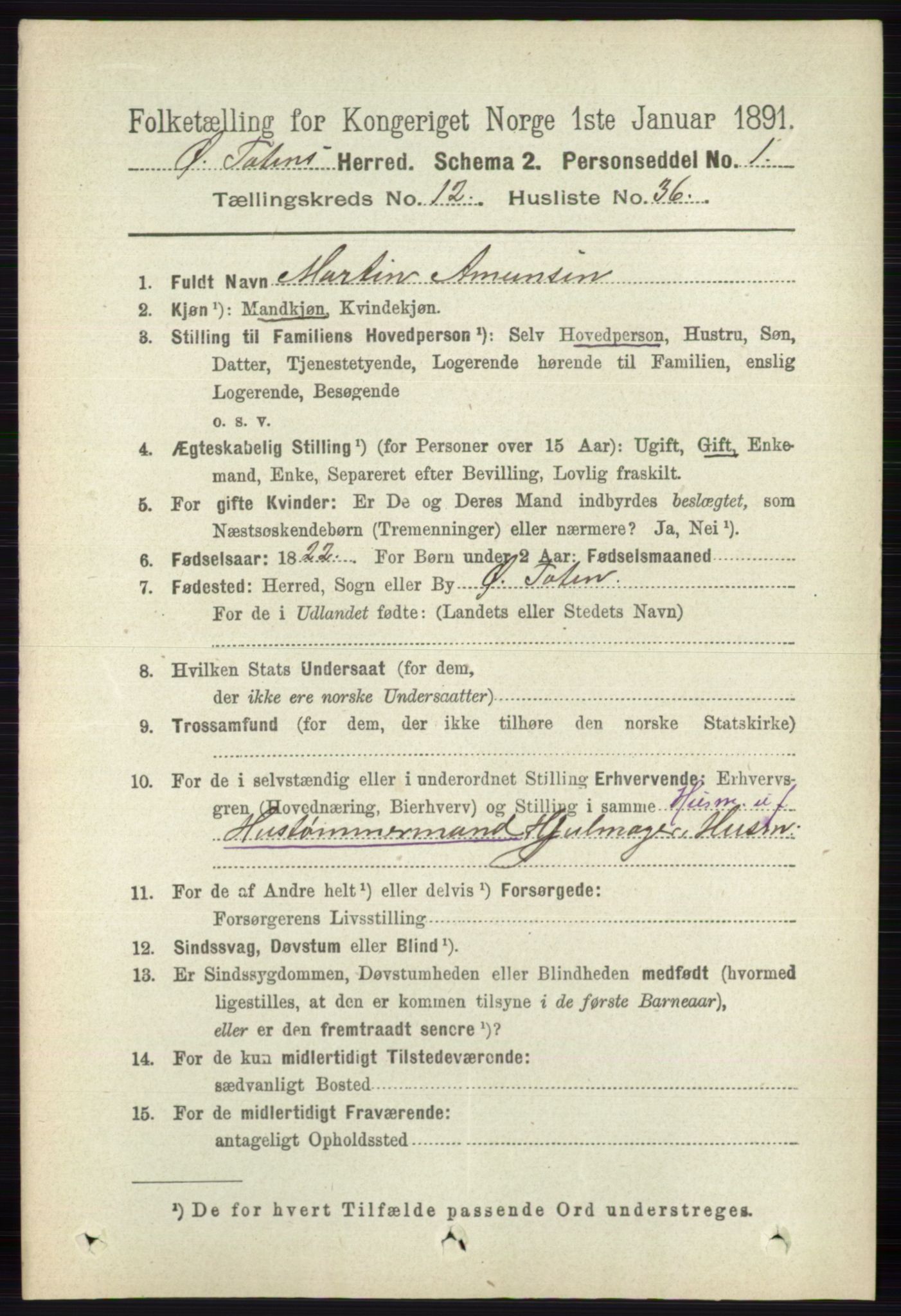 RA, 1891 census for 0528 Østre Toten, 1891, p. 7975