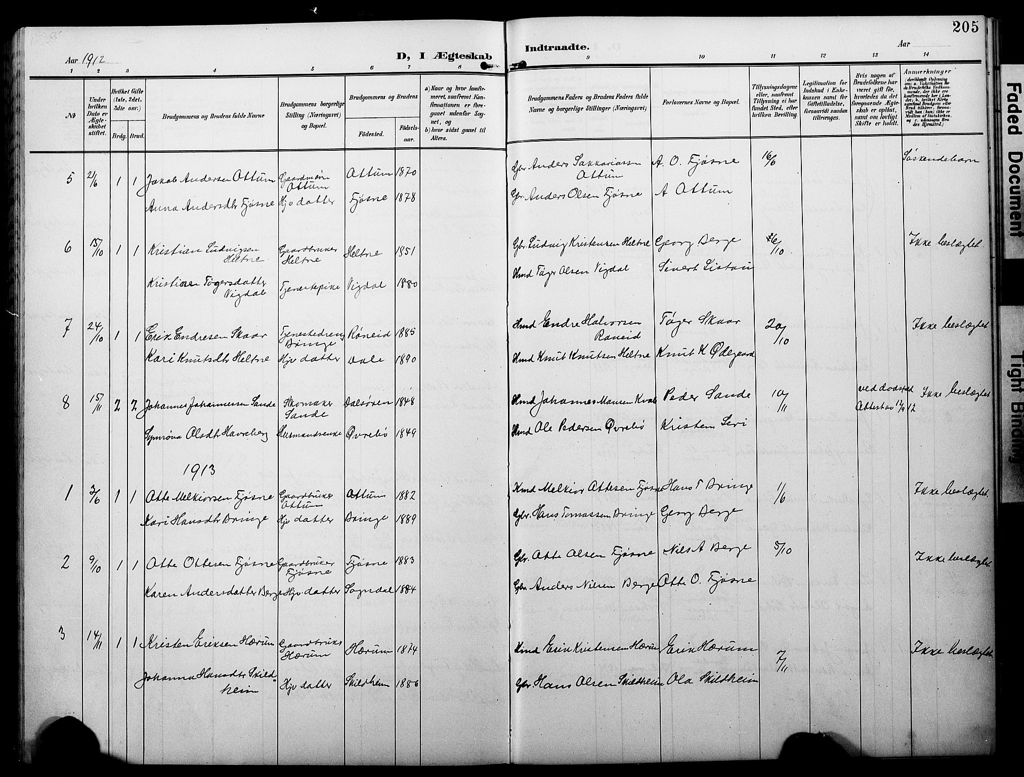 Luster sokneprestembete, AV/SAB-A-81101/H/Hab/Haba/L0001: Parish register (copy) no. A 1, 1903-1930, p. 205