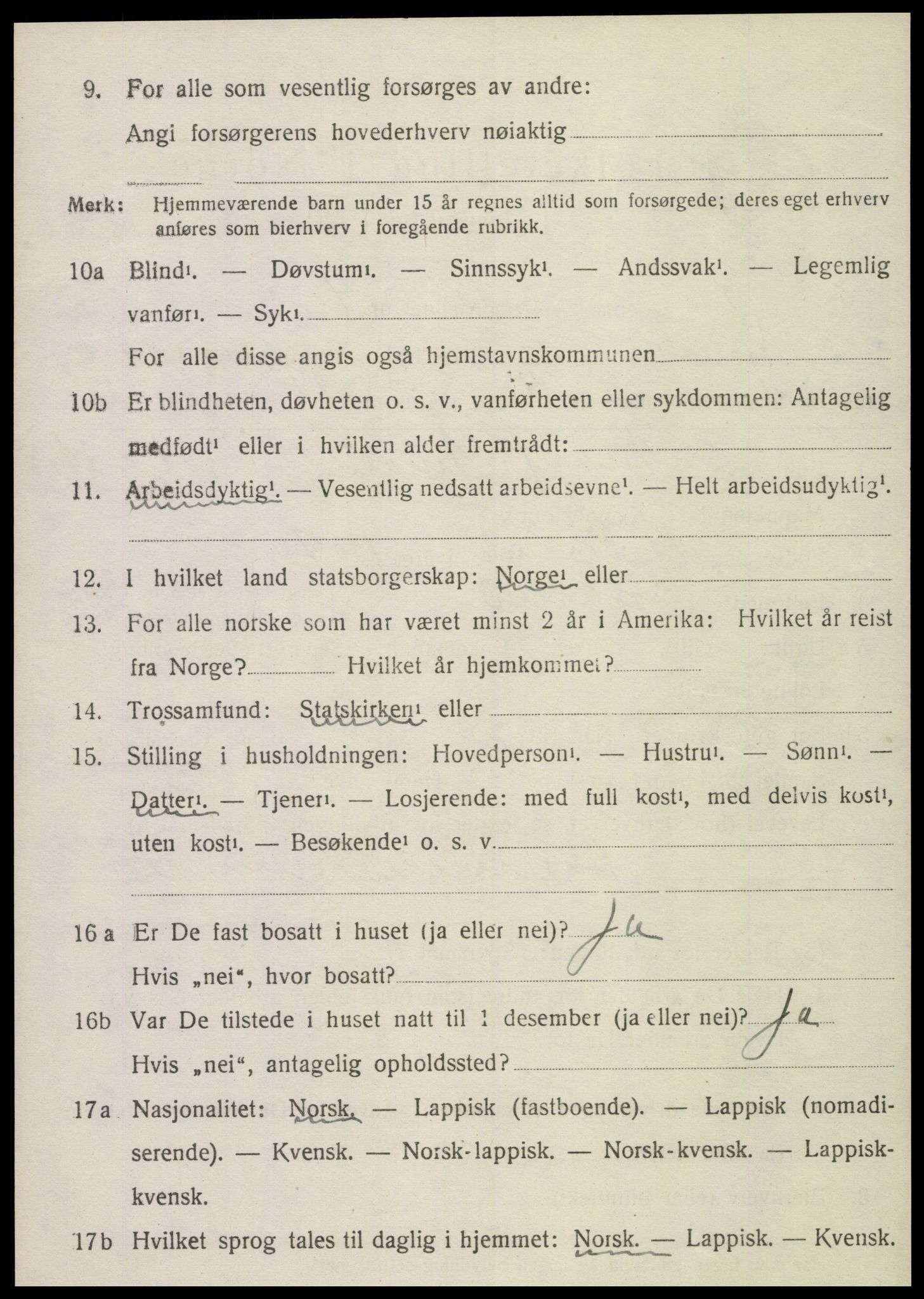 SAT, 1920 census for Sparbu, 1920, p. 4810