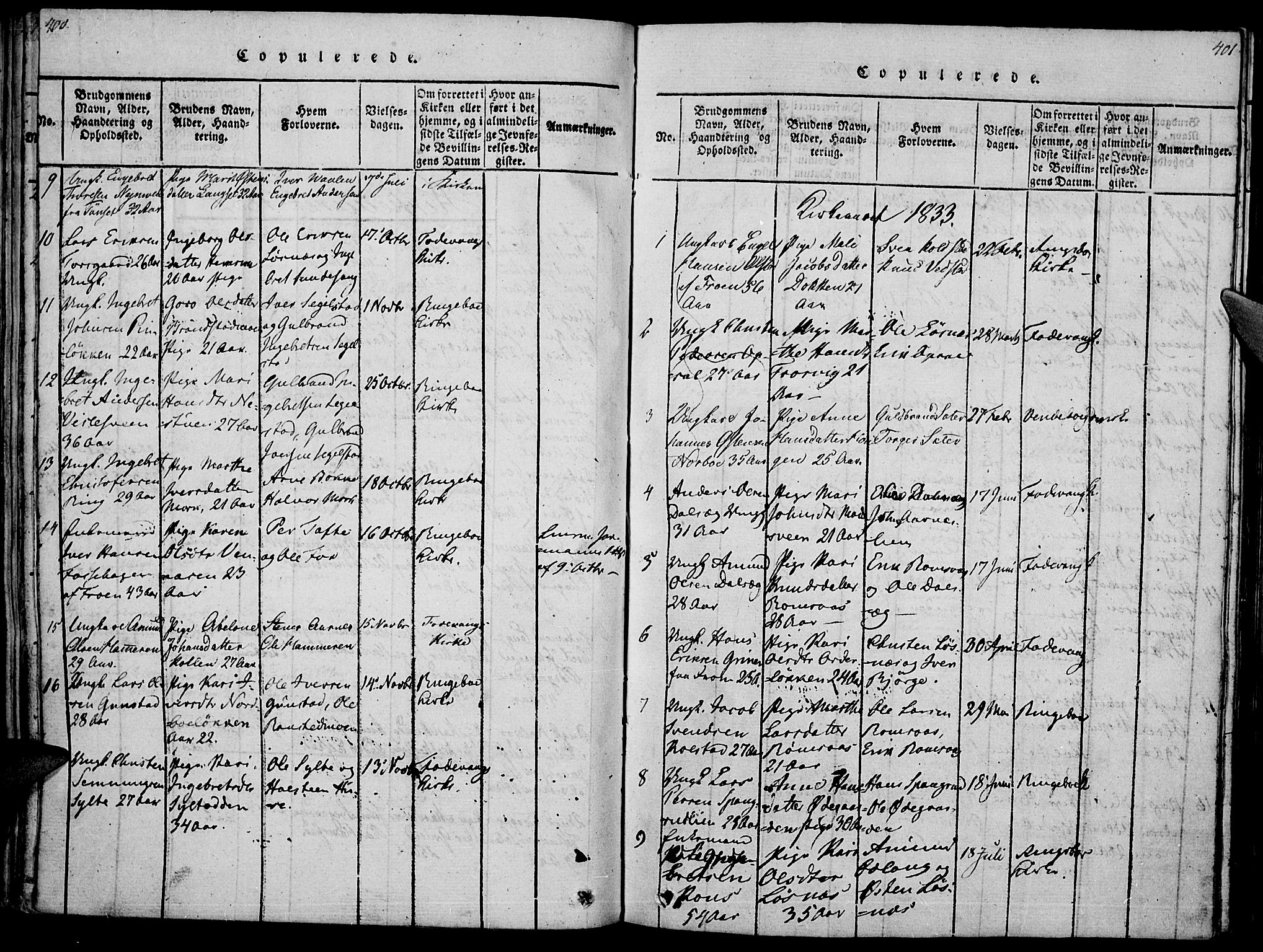 Ringebu prestekontor, SAH/PREST-082/H/Ha/Haa/L0004: Parish register (official) no. 4, 1821-1839, p. 400-401