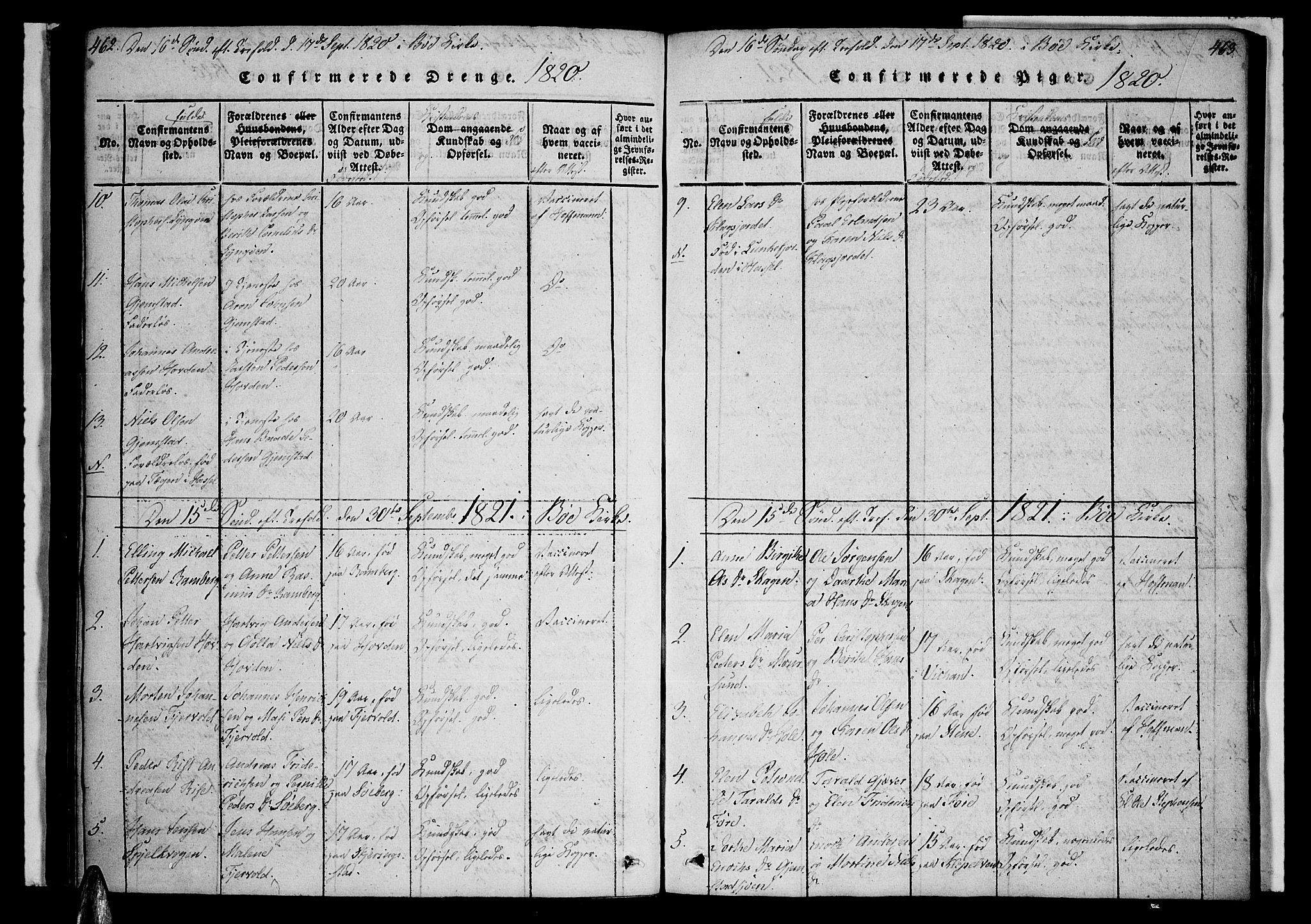 Ministerialprotokoller, klokkerbøker og fødselsregistre - Nordland, SAT/A-1459/891/L1298: Parish register (official) no. 891A03, 1820-1840, p. 462-463