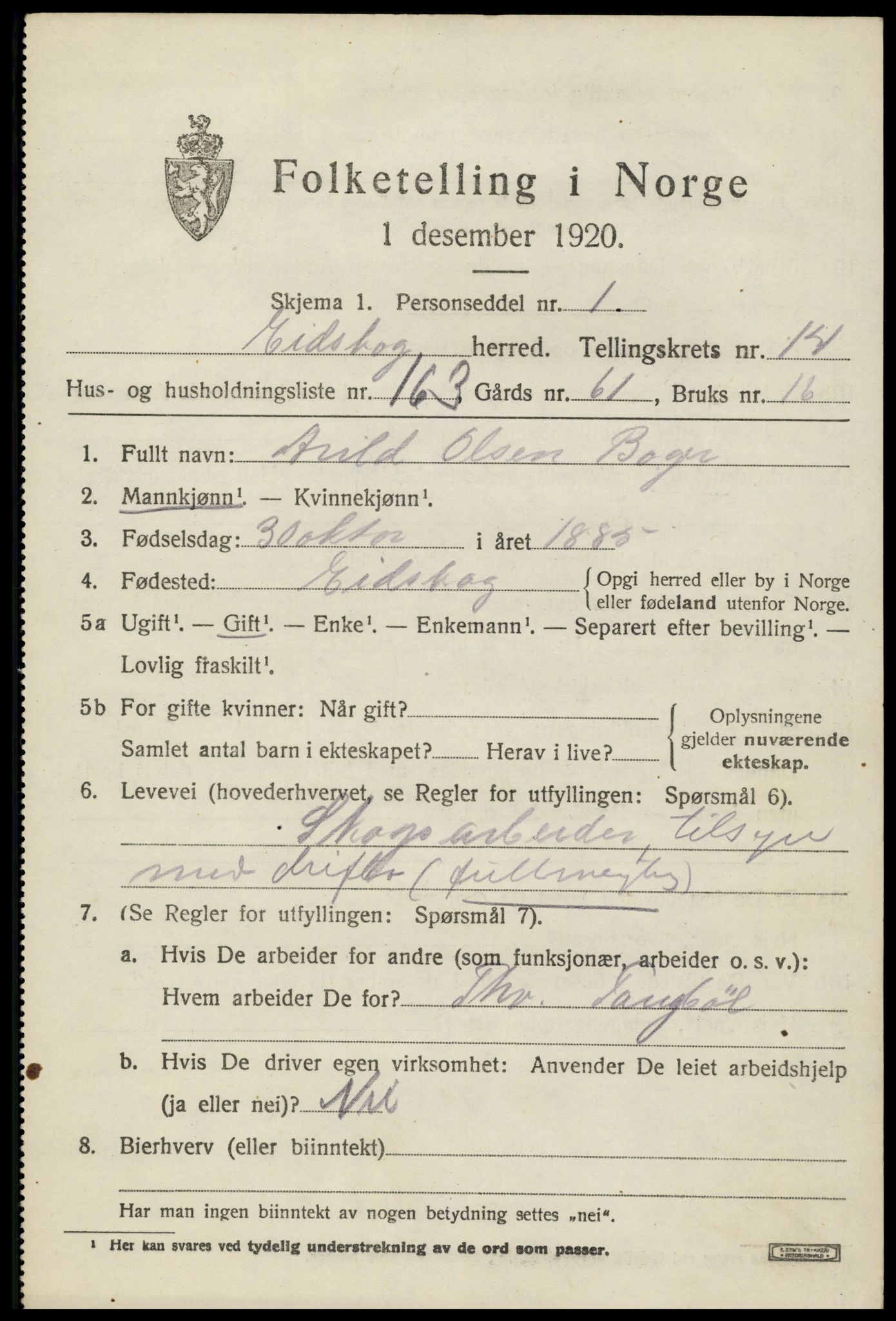 SAH, 1920 census for Eidskog, 1920, p. 15035