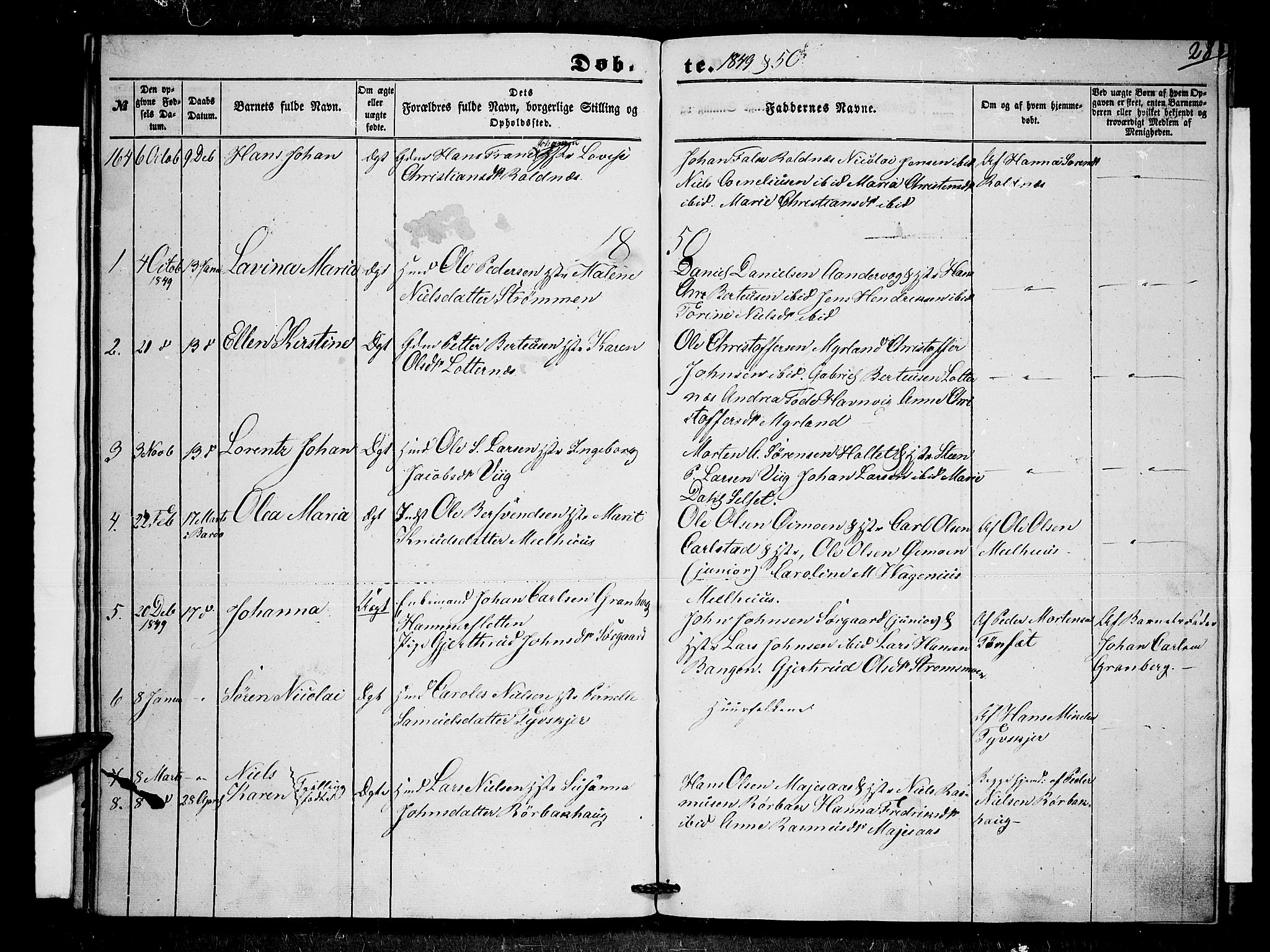 Ibestad sokneprestembete, SATØ/S-0077/H/Ha/Haa/L0007kirke: Parish register (official) no. 7, 1847-1850, p. 28