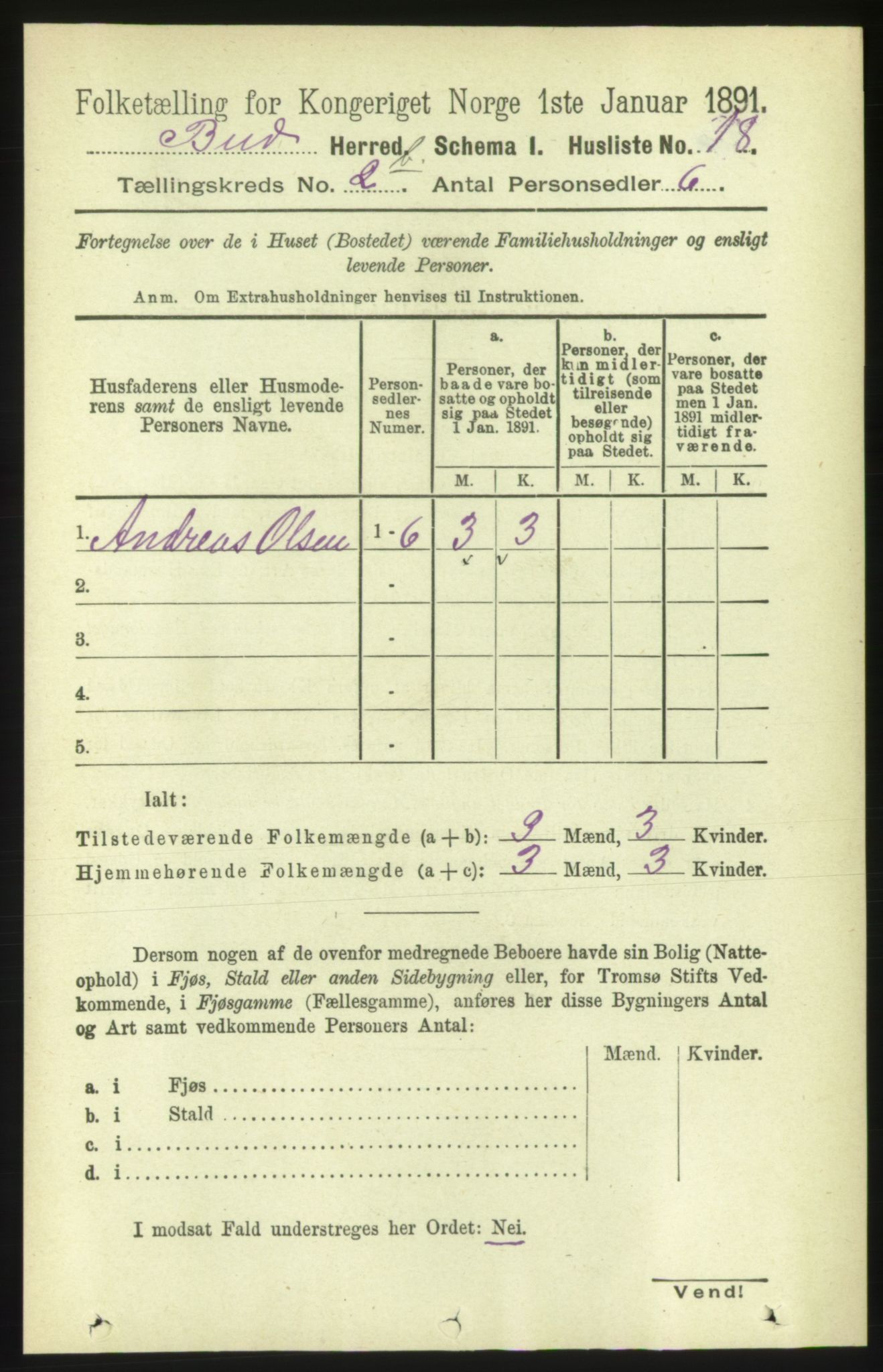 RA, 1891 census for 1549 Bud, 1891, p. 1213