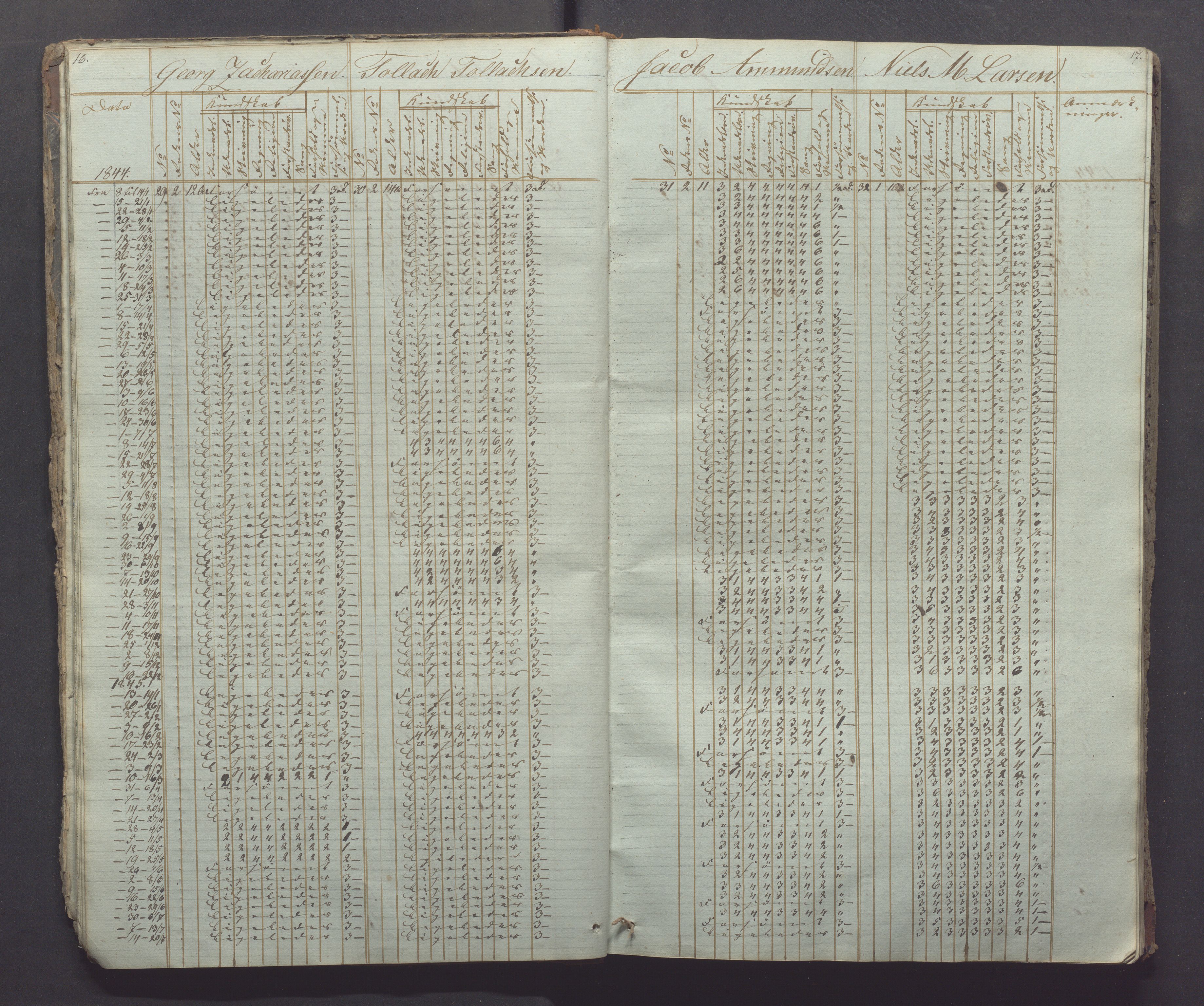 Egersund kommune (Ladested) - Egersund almueskole/folkeskole, IKAR/K-100521/H/L0002: Skoleprotokoll - Faste Almueskole, 2. klasse, 1844-1852, p. 16-17