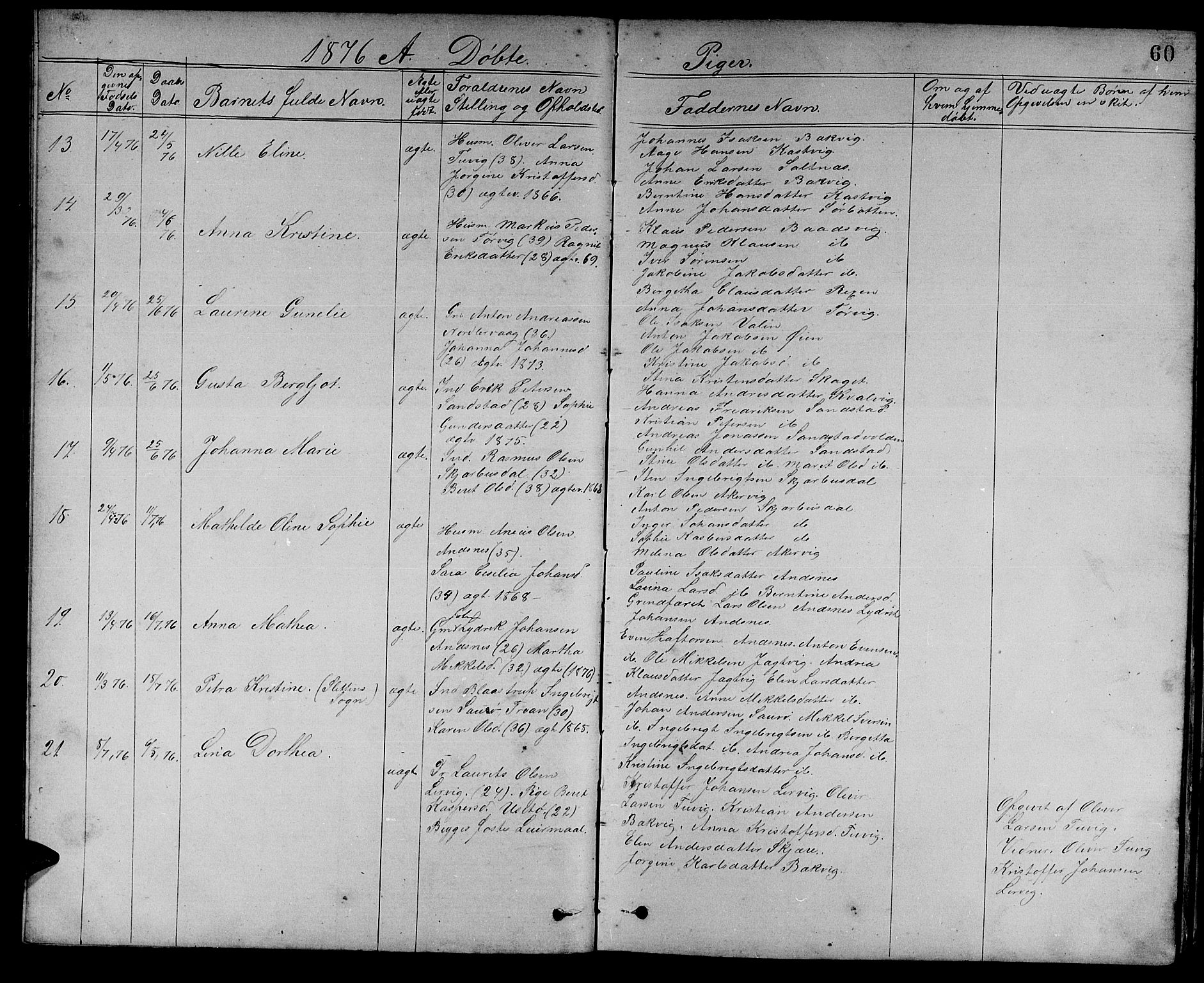 Ministerialprotokoller, klokkerbøker og fødselsregistre - Sør-Trøndelag, AV/SAT-A-1456/637/L0561: Parish register (copy) no. 637C02, 1873-1882, p. 60