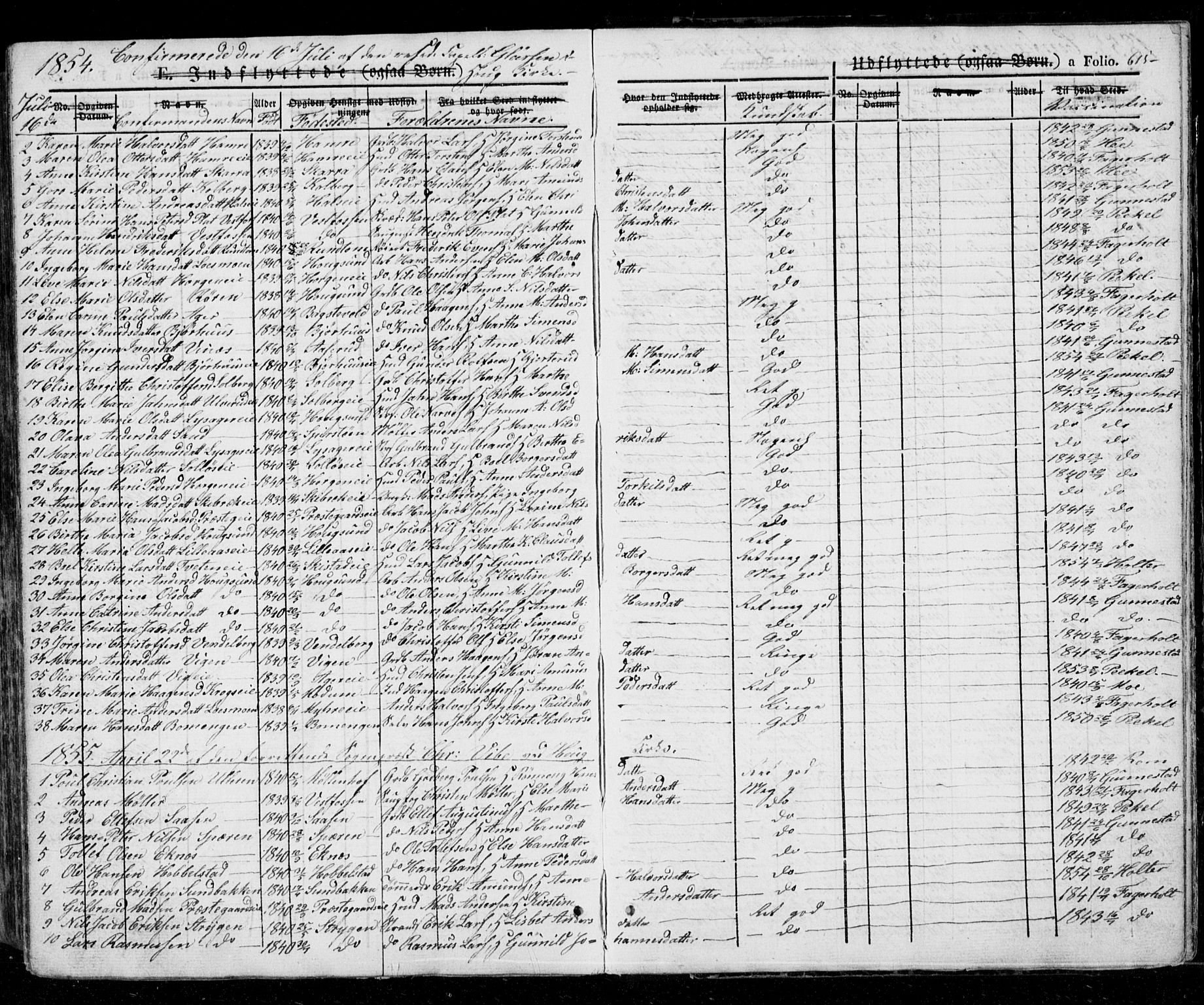 Eiker kirkebøker, AV/SAKO-A-4/G/Ga/L0002: Parish register (copy) no. I 2, 1832-1856, p. 615