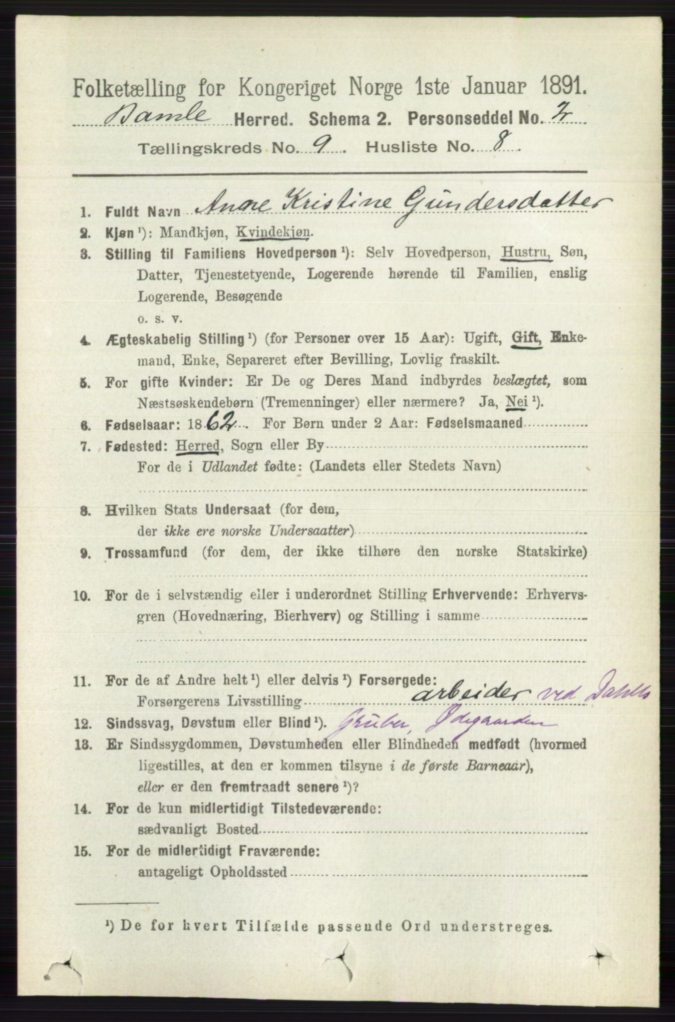 RA, 1891 census for 0814 Bamble, 1891, p. 4228