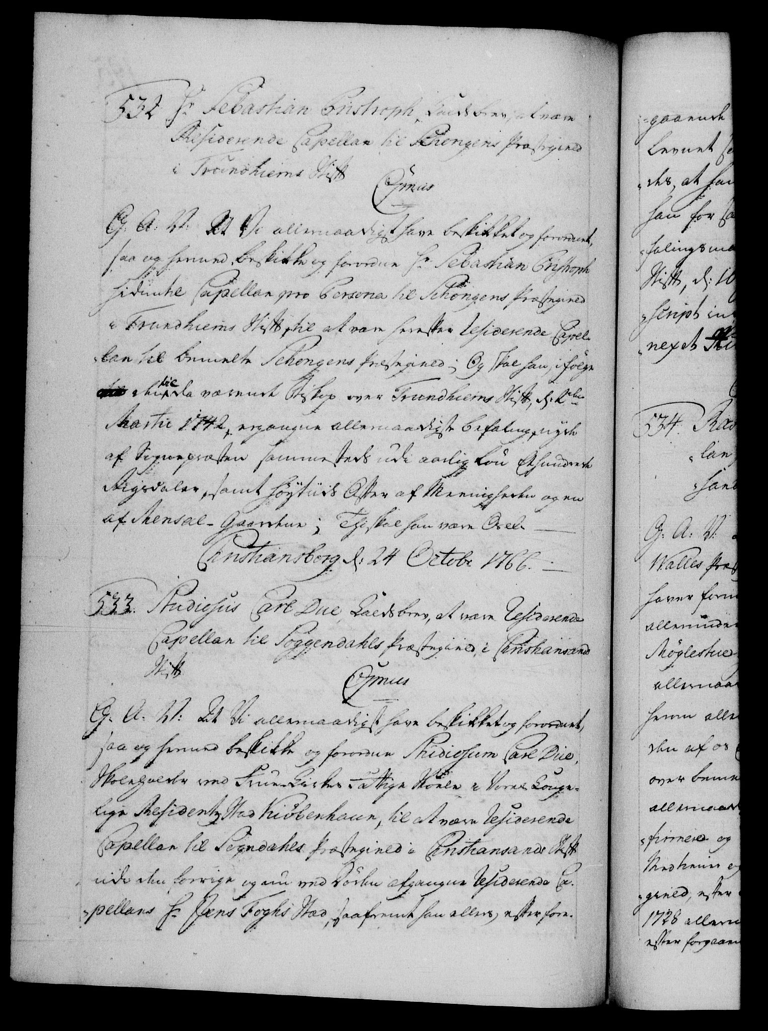 Danske Kanselli 1572-1799, AV/RA-EA-3023/F/Fc/Fca/Fcaa/L0043: Norske registre, 1766-1768, p. 195b