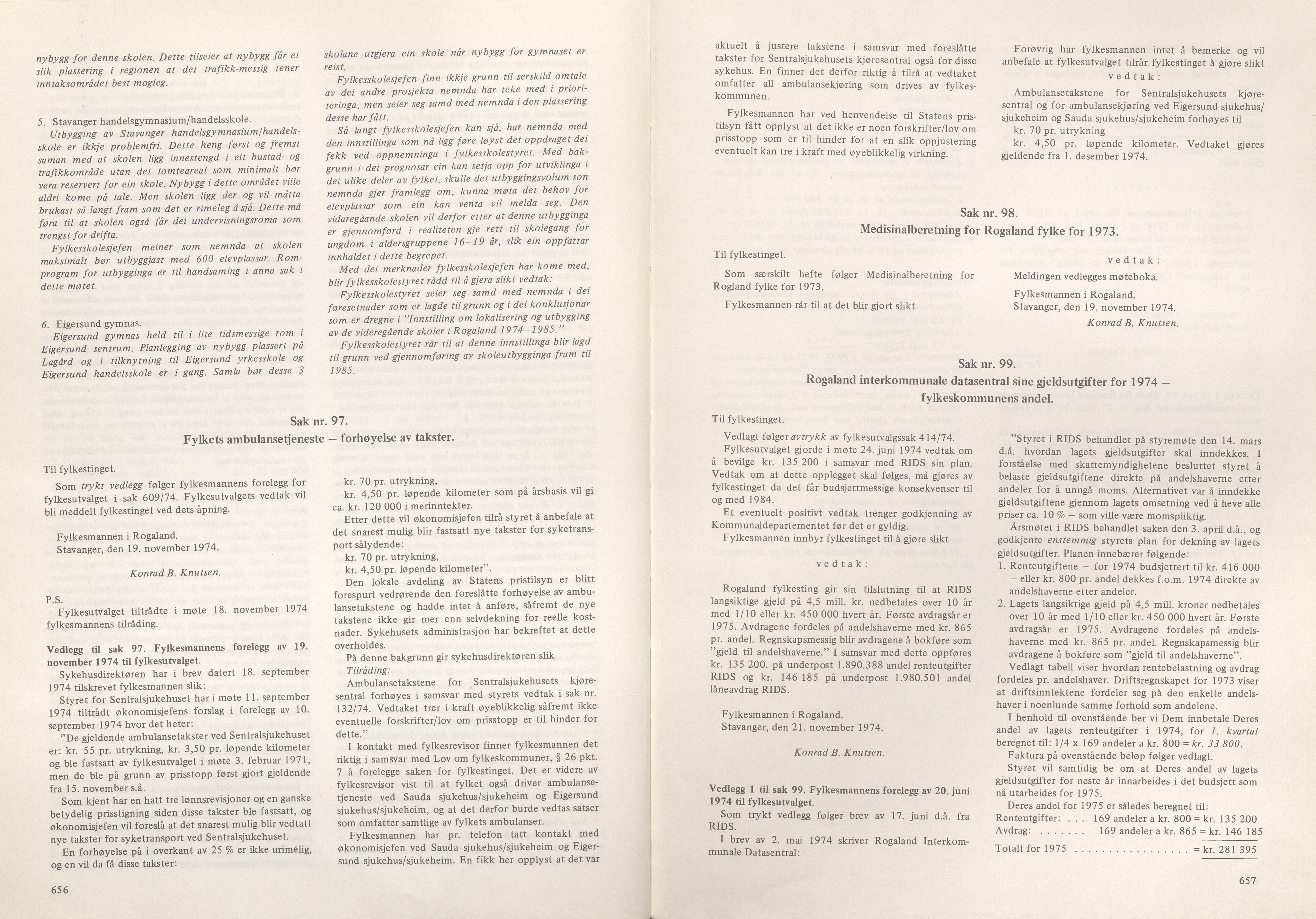 Rogaland fylkeskommune - Fylkesrådmannen , IKAR/A-900/A/Aa/Aaa/L0094: Møtebok , 1974, p. 656-657