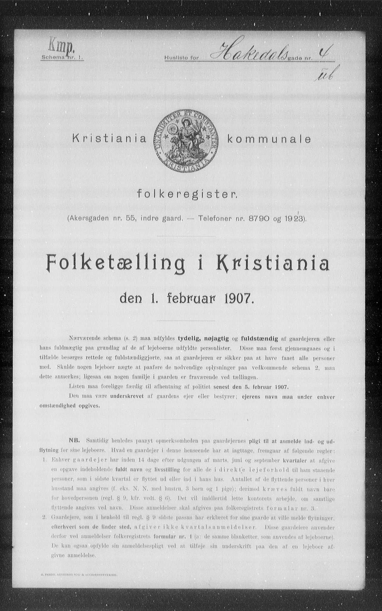 OBA, Municipal Census 1907 for Kristiania, 1907, p. 17451