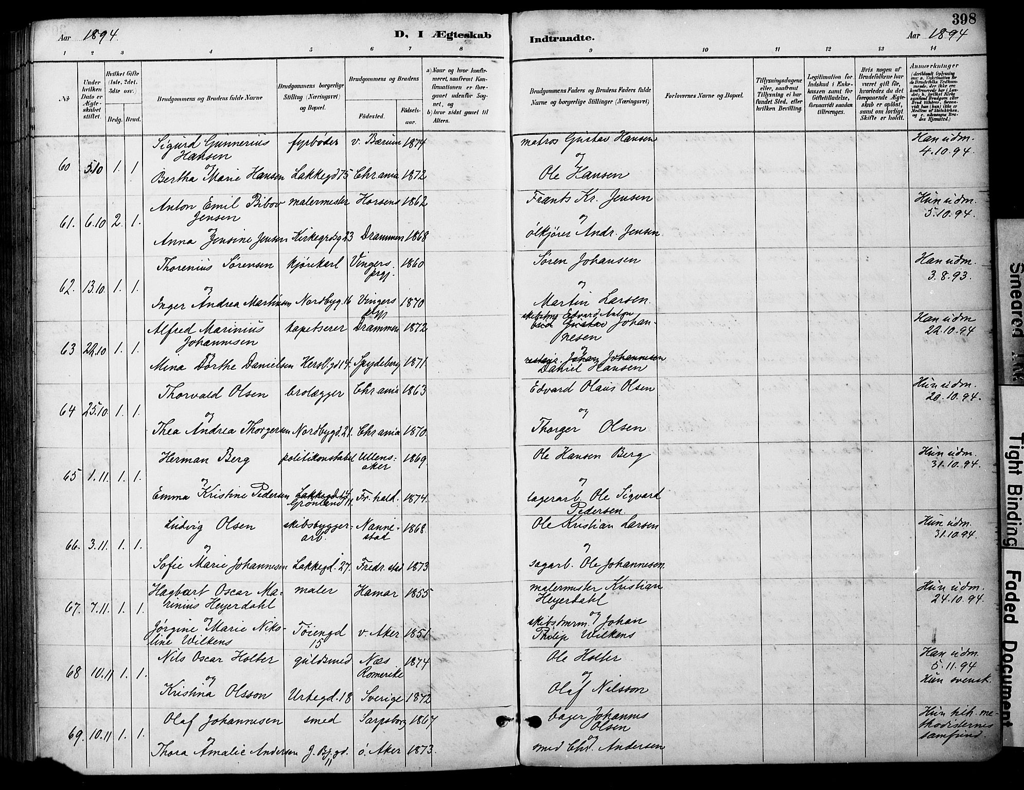 Grønland prestekontor Kirkebøker, AV/SAO-A-10848/F/Fa/L0013: Parish register (official) no. 13, 1887-1906, p. 398