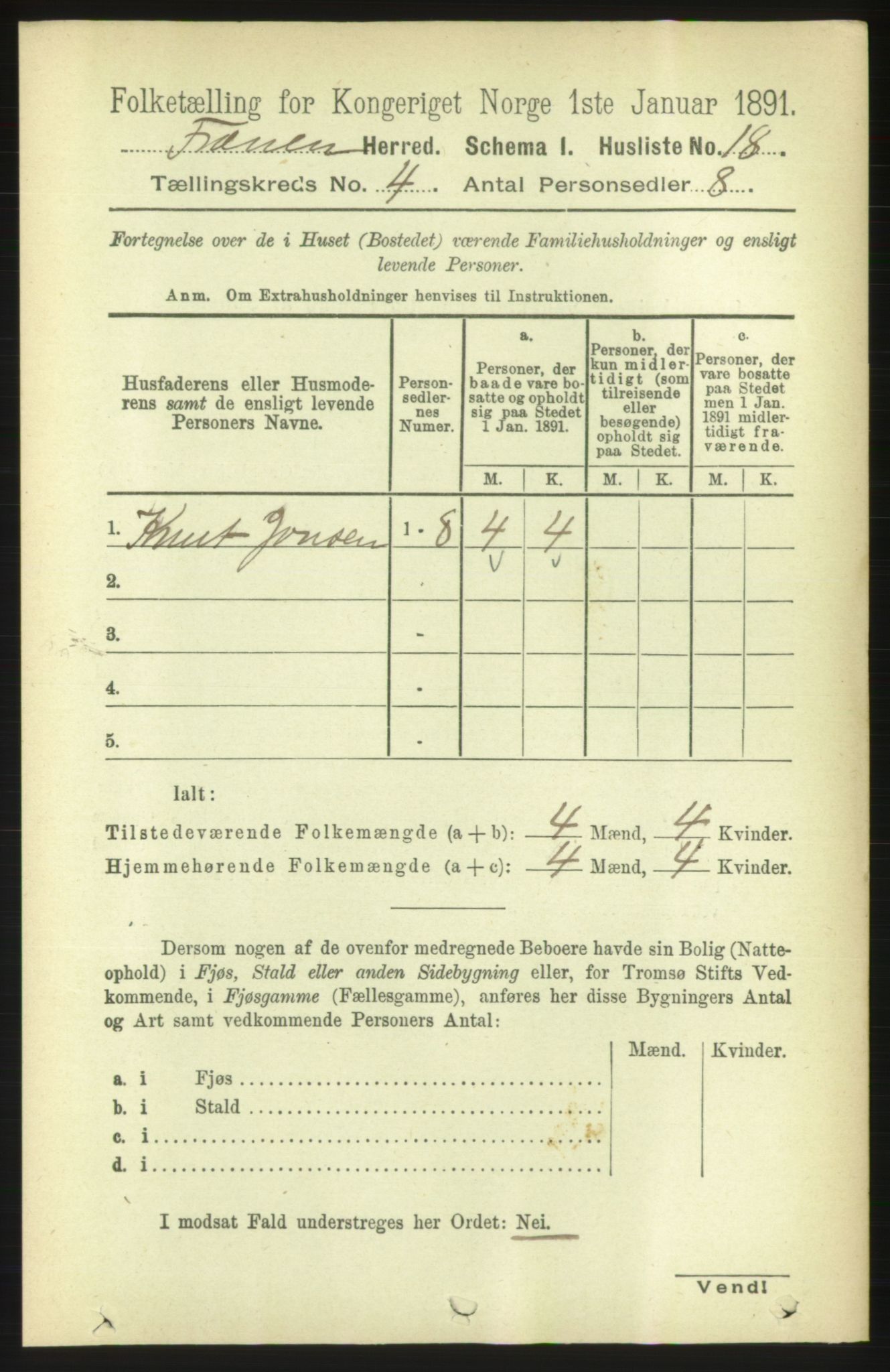 RA, 1891 census for 1548 Fræna, 1891, p. 1098