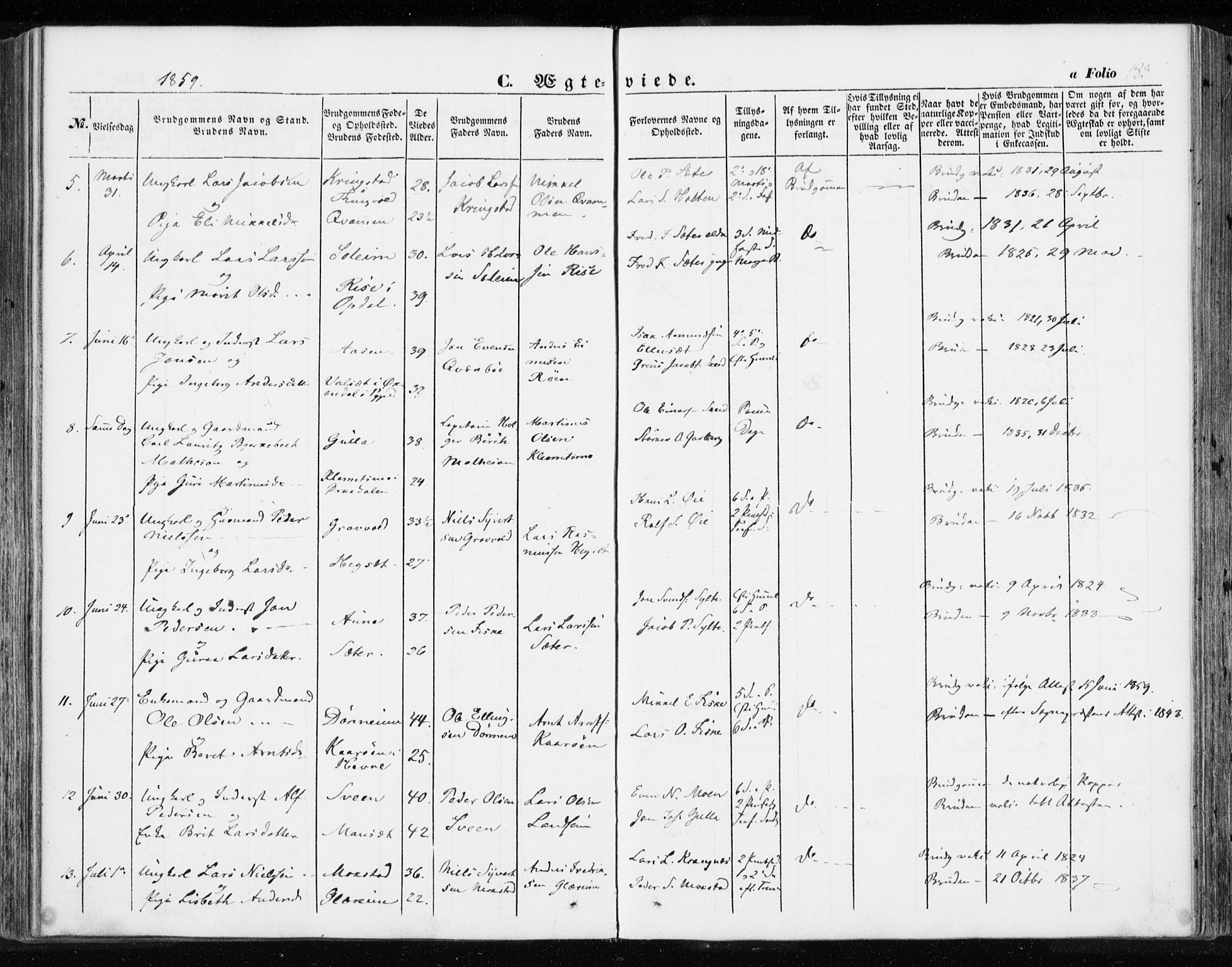 Ministerialprotokoller, klokkerbøker og fødselsregistre - Møre og Romsdal, SAT/A-1454/595/L1044: Parish register (official) no. 595A06, 1852-1863, p. 183