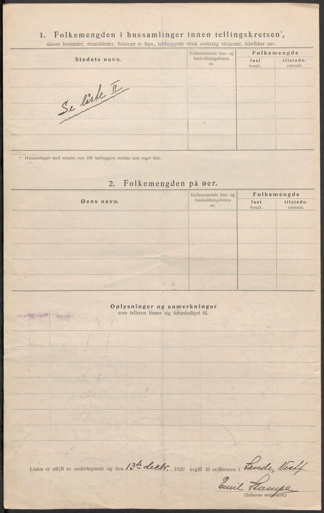 SAKO, 1920 census for Sande, 1920, p. 10