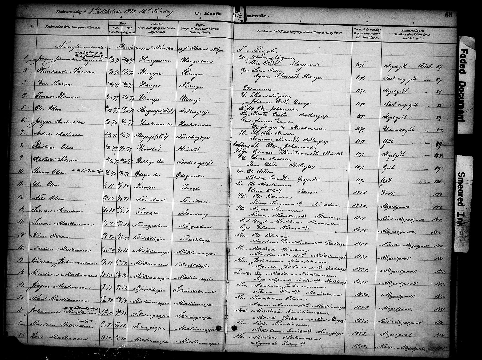 Ringsaker prestekontor, AV/SAH-PREST-014/K/Ka/L0015: Parish register (official) no. 15, 1891-1904, p. 68