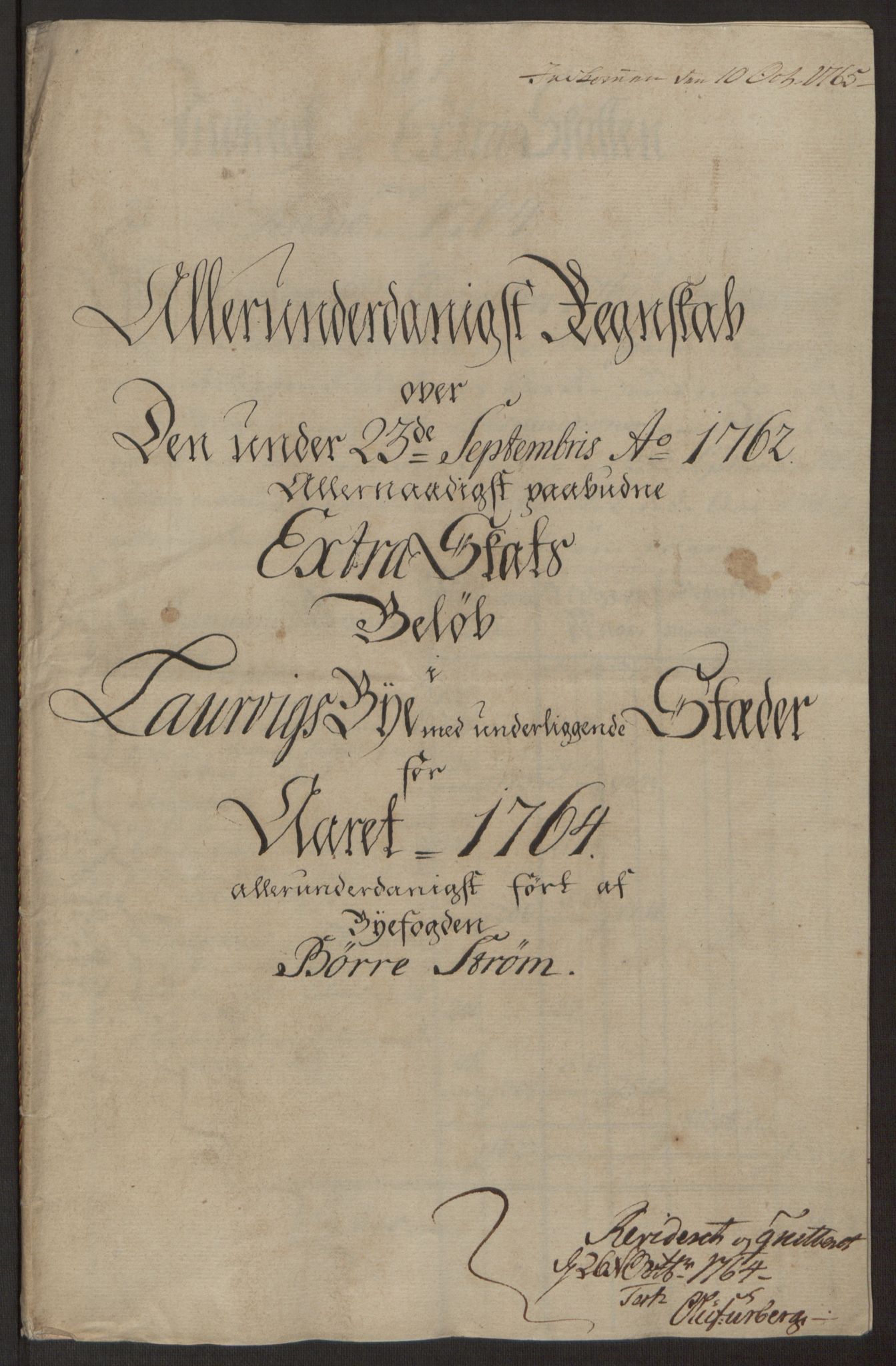 Rentekammeret inntil 1814, Reviderte regnskaper, Byregnskaper, RA/EA-4066/R/Ri/L0183/0001: [I4] Kontribusjonsregnskap / Ekstraskatt, 1762-1768, p. 166