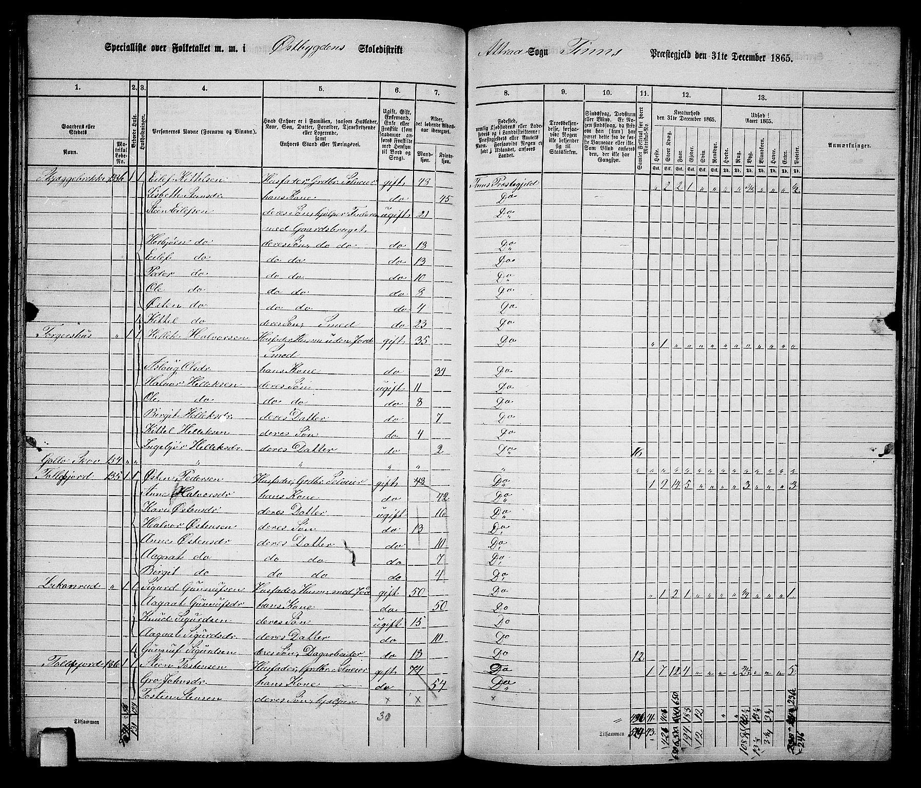 RA, 1865 census for Tinn, 1865, p. 27