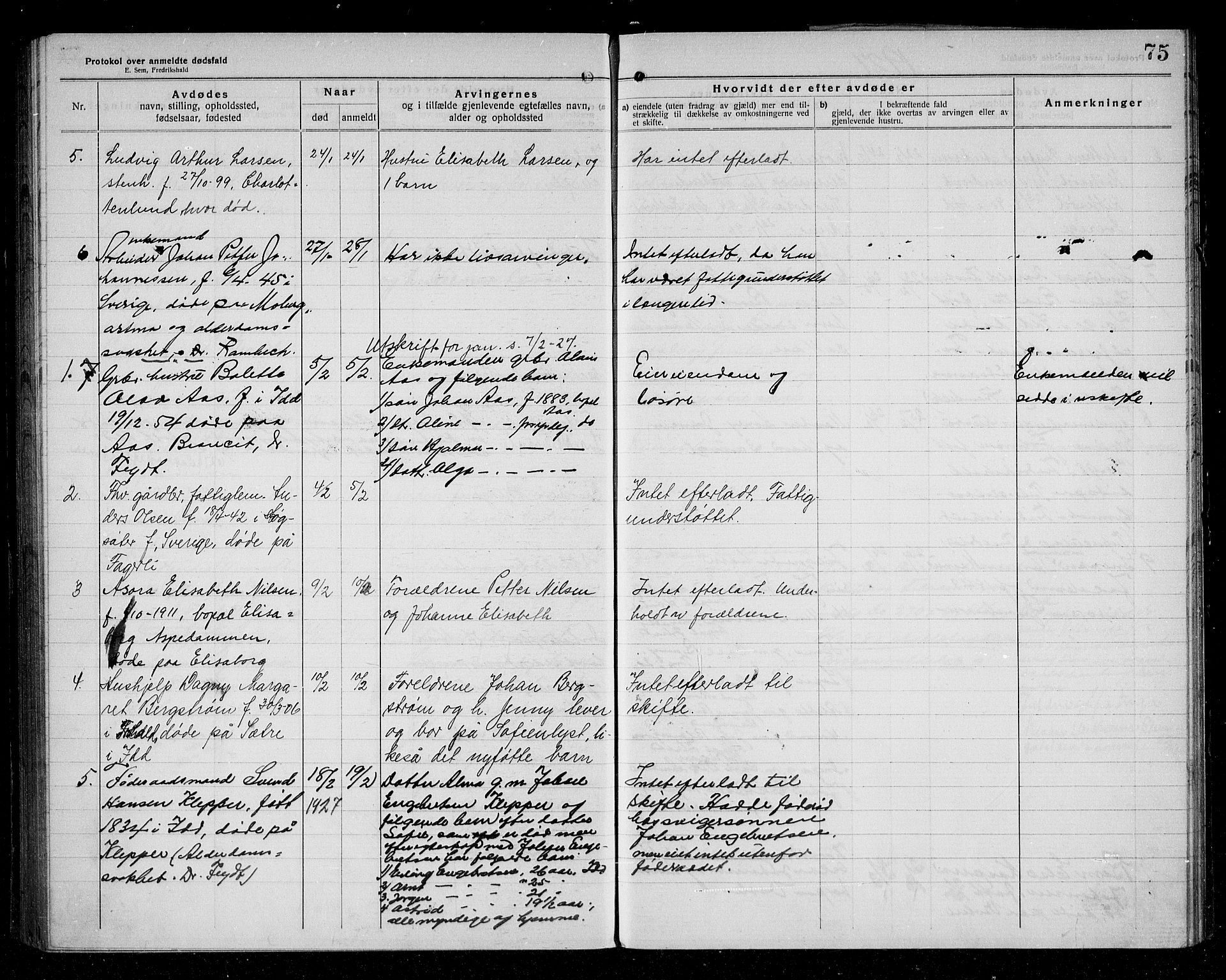 Idd lensmannsarkiv, AV/SAO-A-10633/H/Ha/L0004: Dødsfallsprotokoll, 1920-1929, p. 75