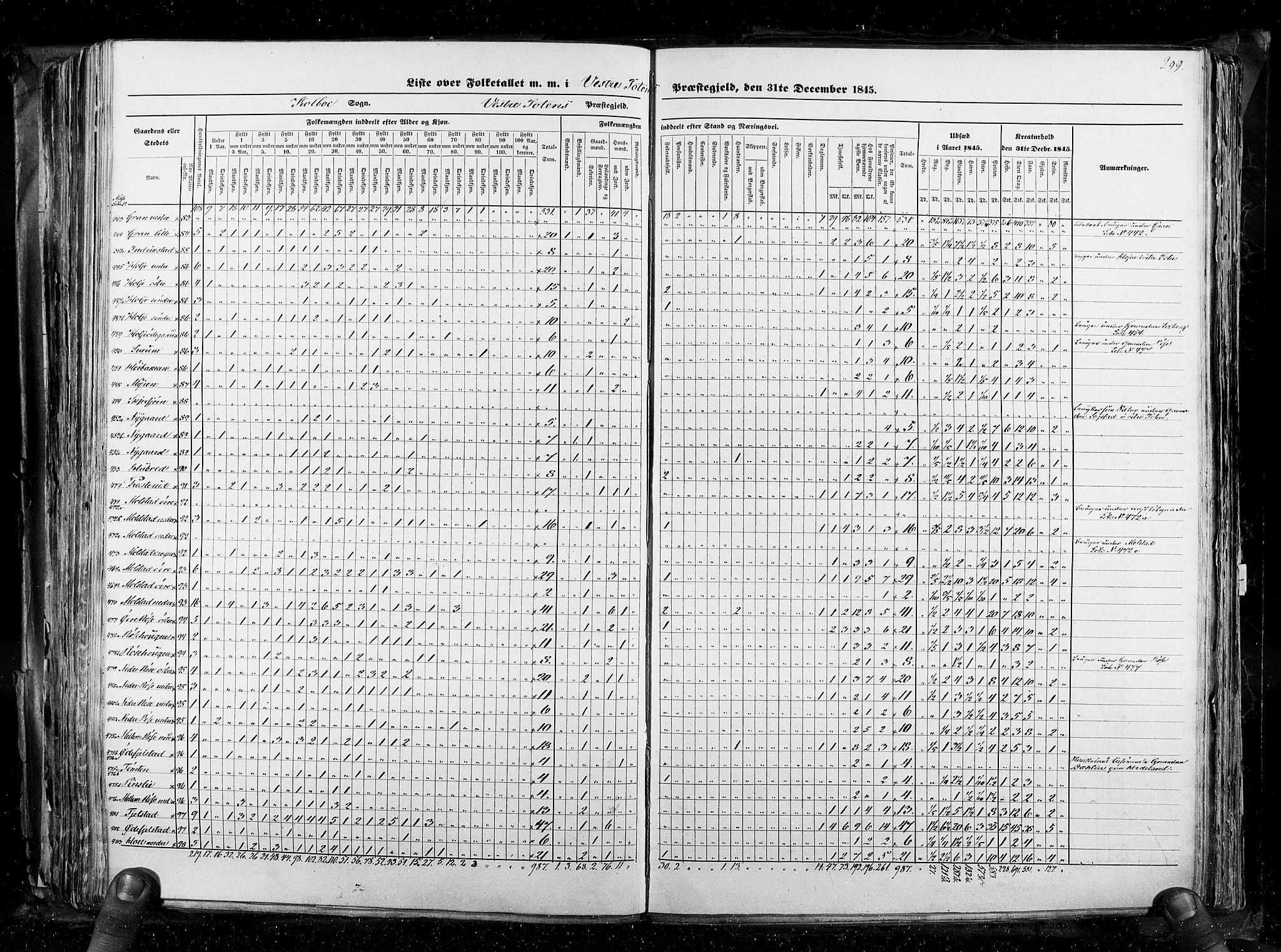 RA, Census 1845, vol. 3: Hedemarken amt og Kristians amt, 1845, p. 299