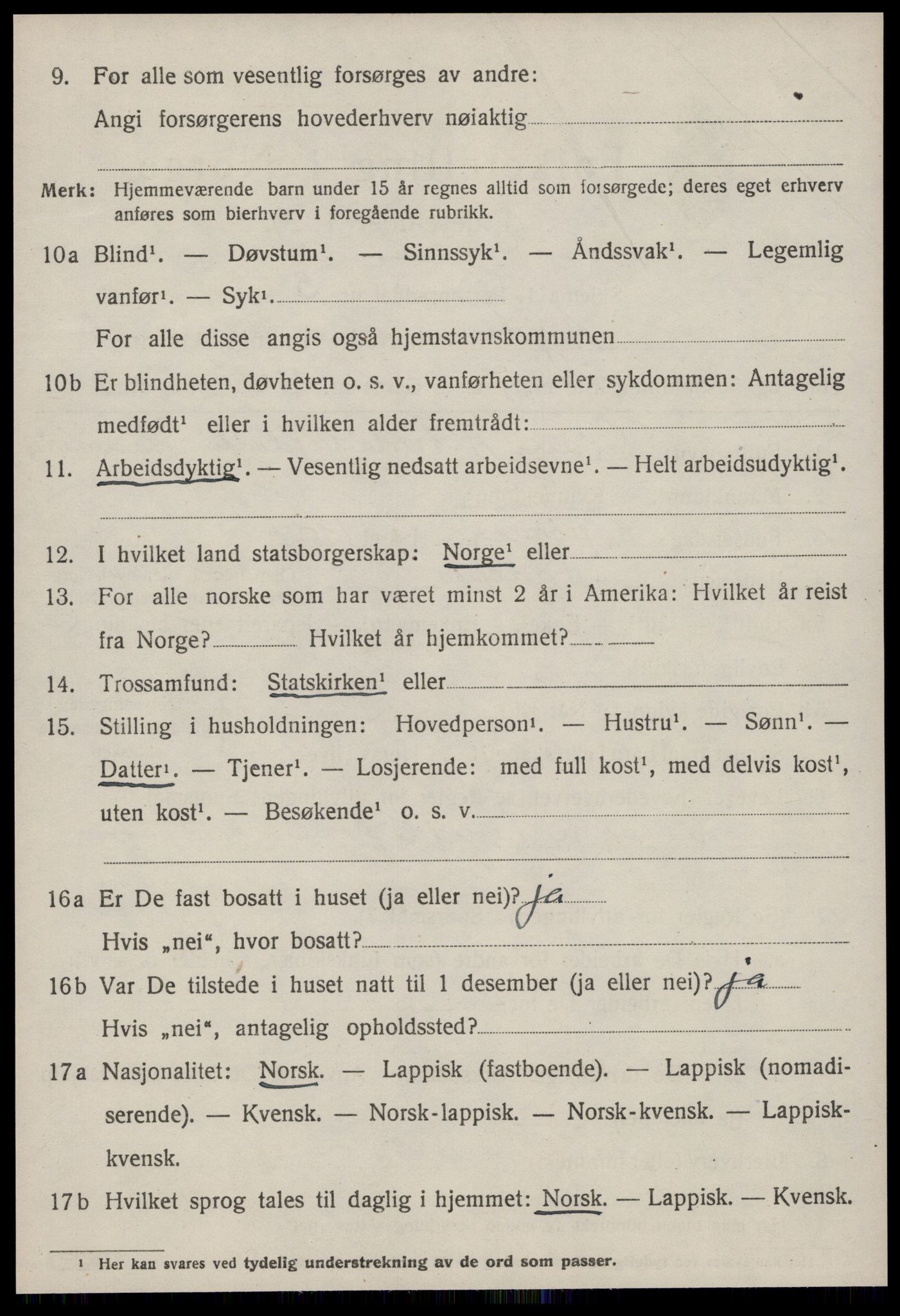 SAT, 1920 census for Agdenes, 1920, p. 2558