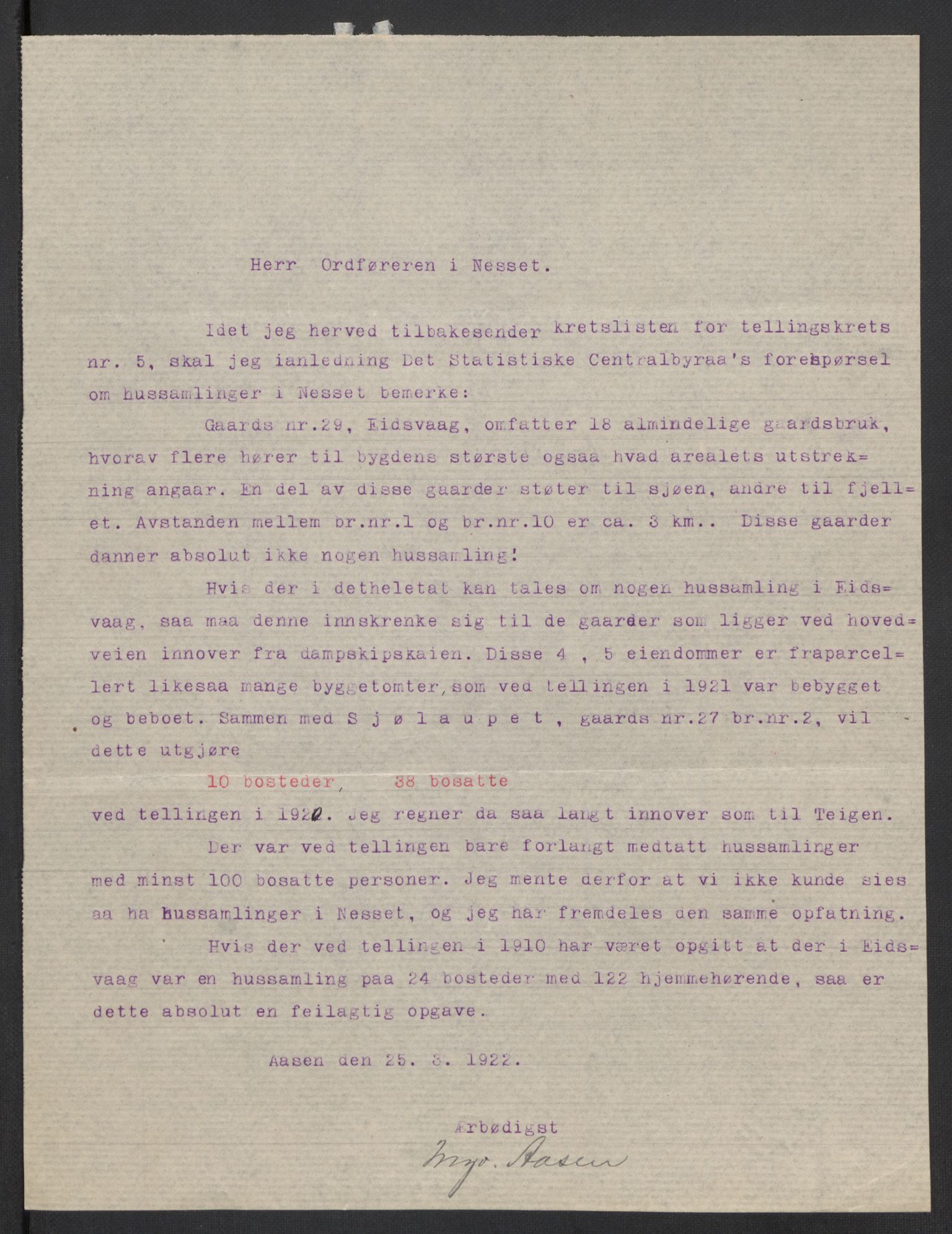 SAT, 1920 census for Nesset, 1920, p. 6