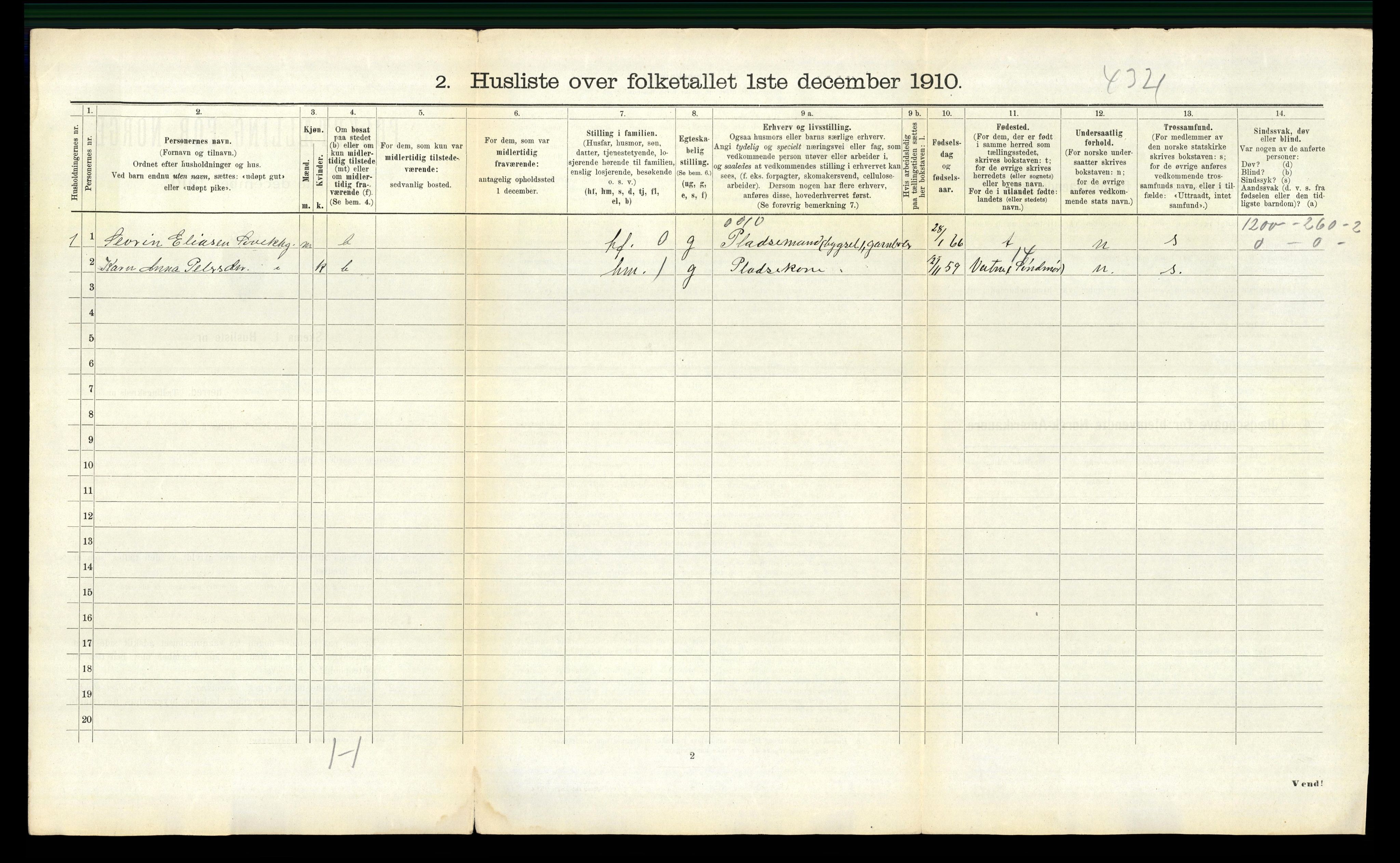 RA, 1910 census for Borgund, 1910, p. 1916