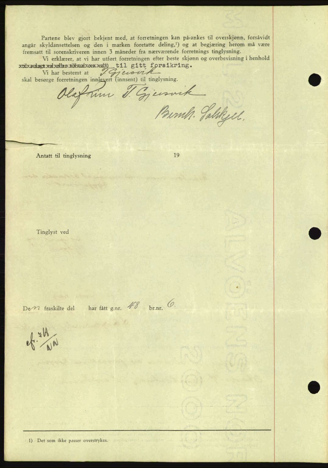 Nordmøre sorenskriveri, AV/SAT-A-4132/1/2/2Ca: Mortgage book no. A93, 1942-1942, Diary no: : 2045/1942