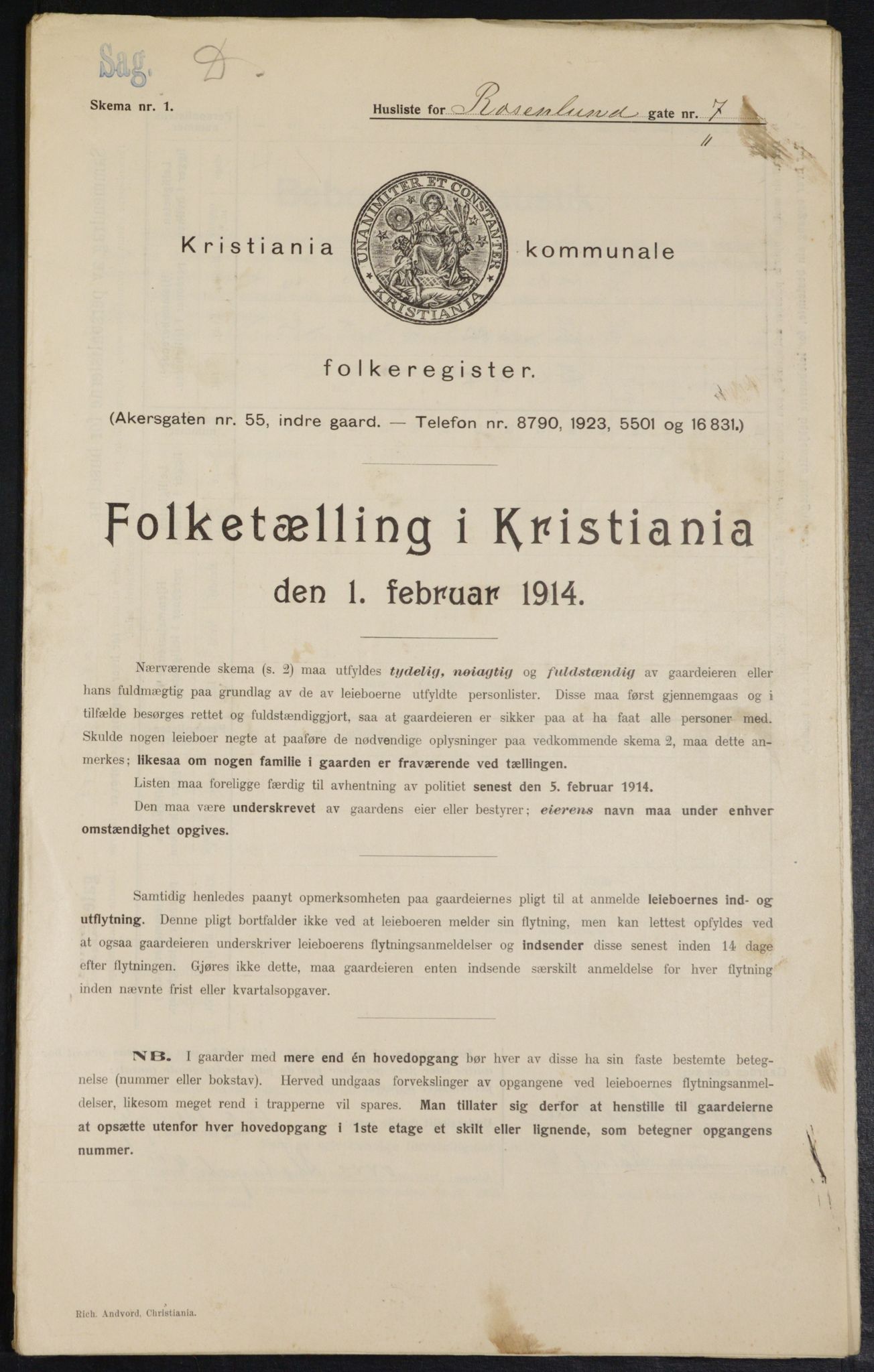 OBA, Municipal Census 1914 for Kristiania, 1914, p. 83881