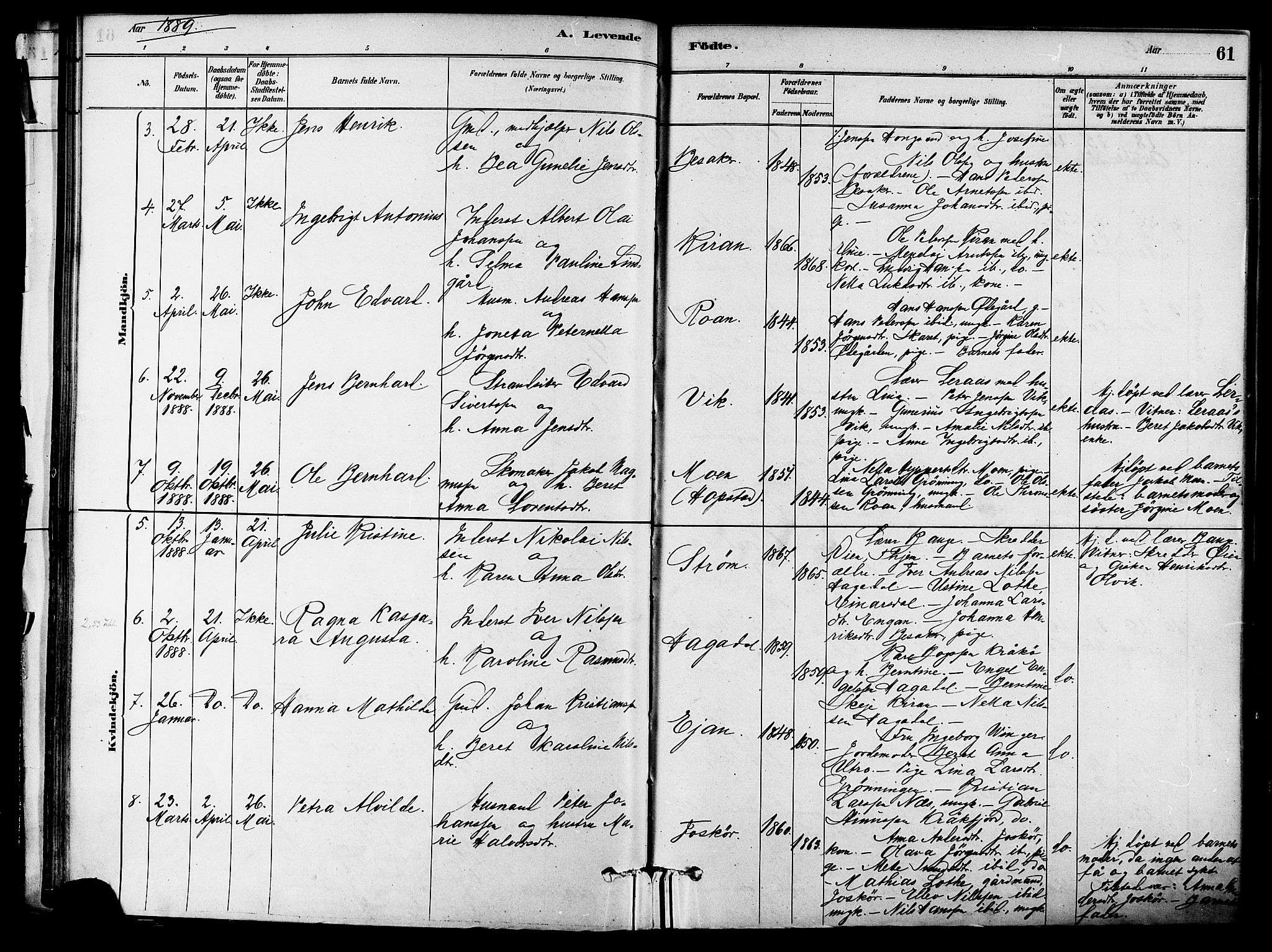 Ministerialprotokoller, klokkerbøker og fødselsregistre - Sør-Trøndelag, AV/SAT-A-1456/657/L0707: Parish register (official) no. 657A08, 1879-1893, p. 61