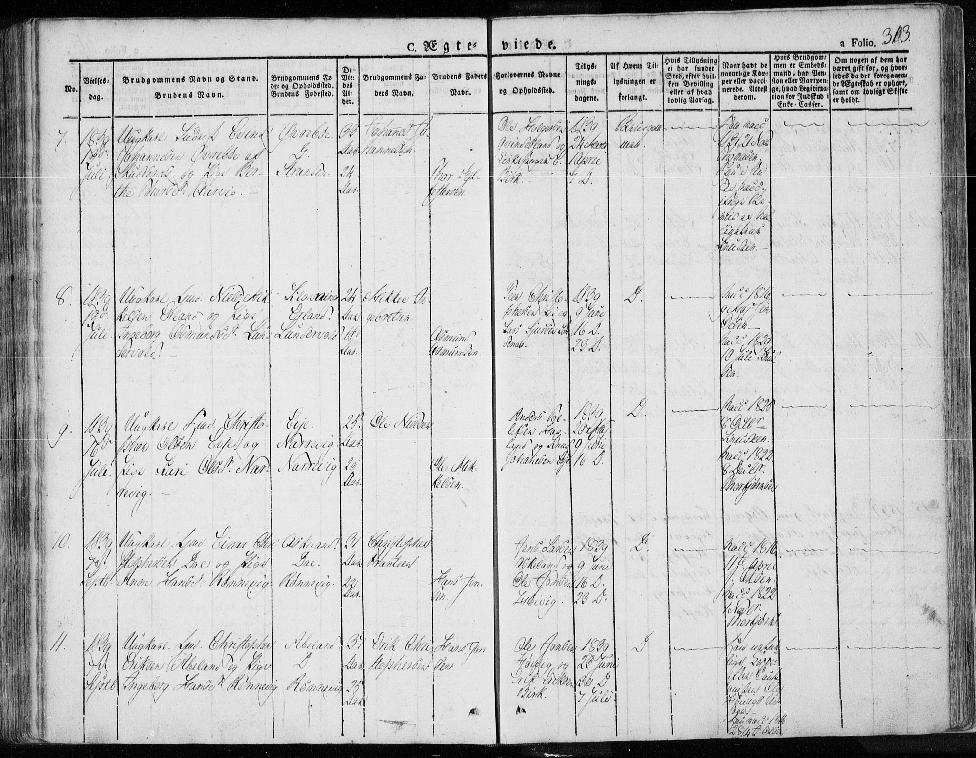 Tysvær sokneprestkontor, AV/SAST-A -101864/H/Ha/Haa/L0001: Parish register (official) no. A 1.1, 1831-1856, p. 313