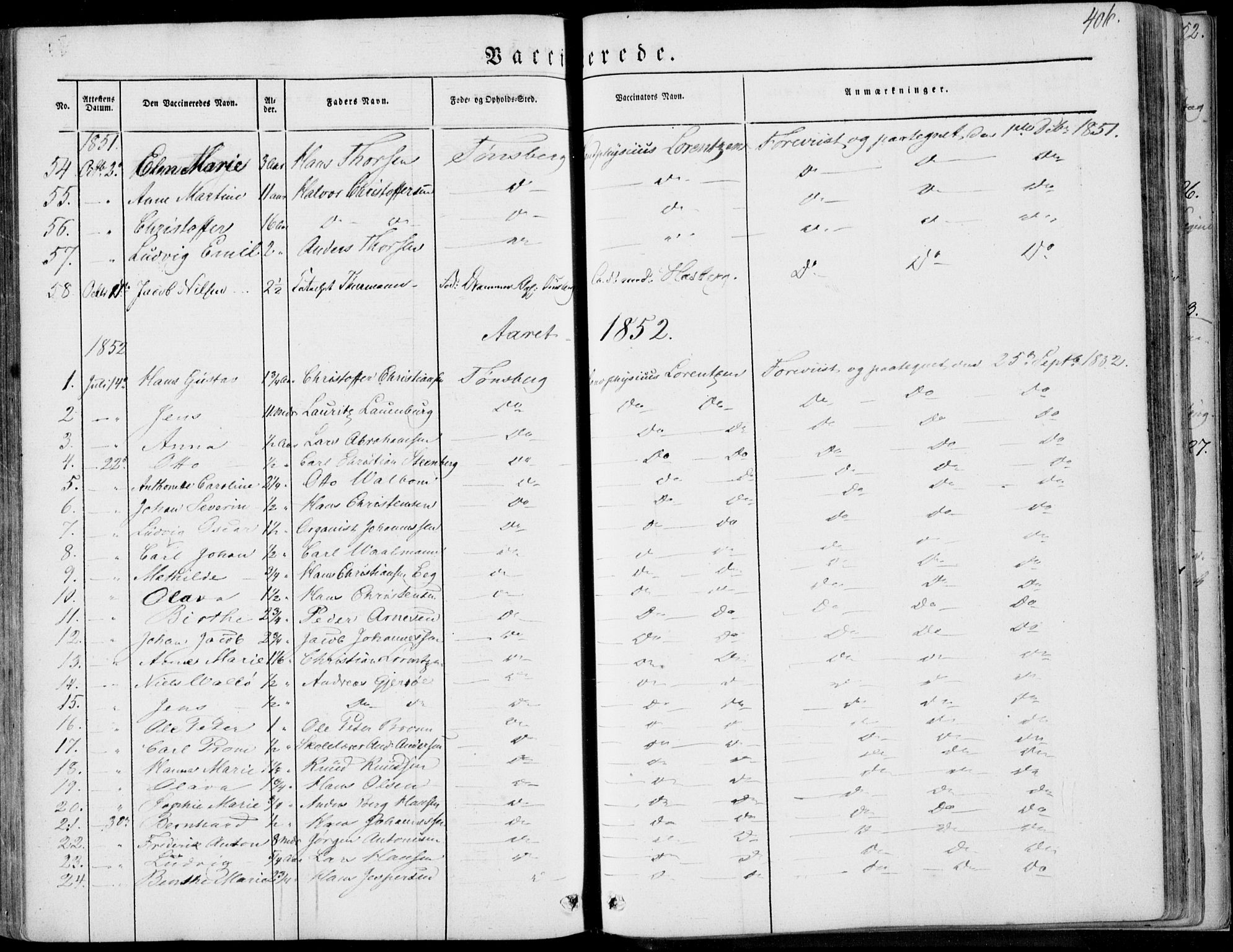 Tønsberg kirkebøker, AV/SAKO-A-330/F/Fa/L0007: Parish register (official) no. I 7, 1845-1854, p. 406