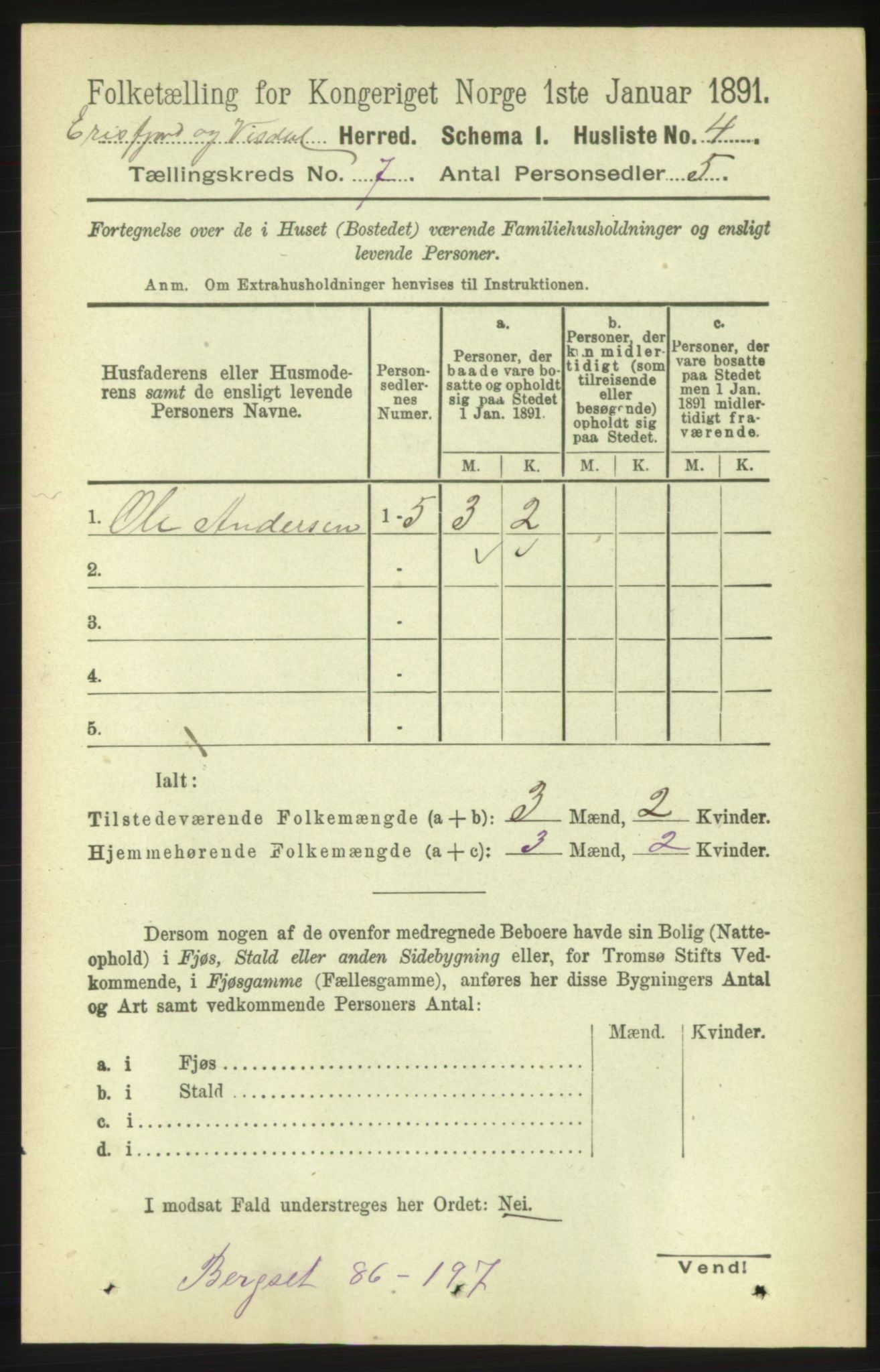 RA, 1891 census for 1542 Eresfjord og Vistdal, 1891, p. 1918