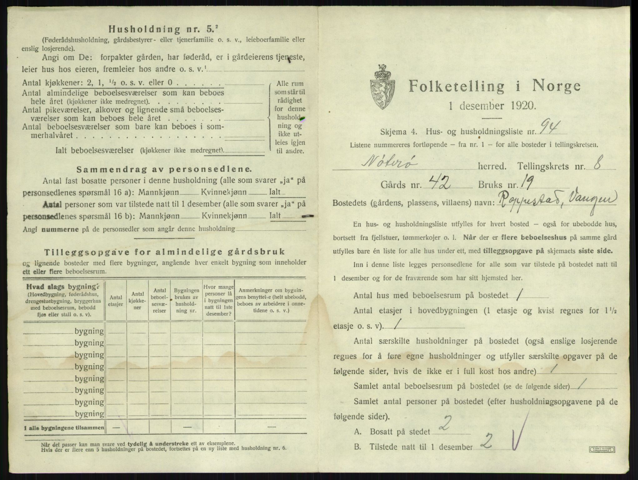 SAKO, 1920 census for Nøtterøy, 1920, p. 1689