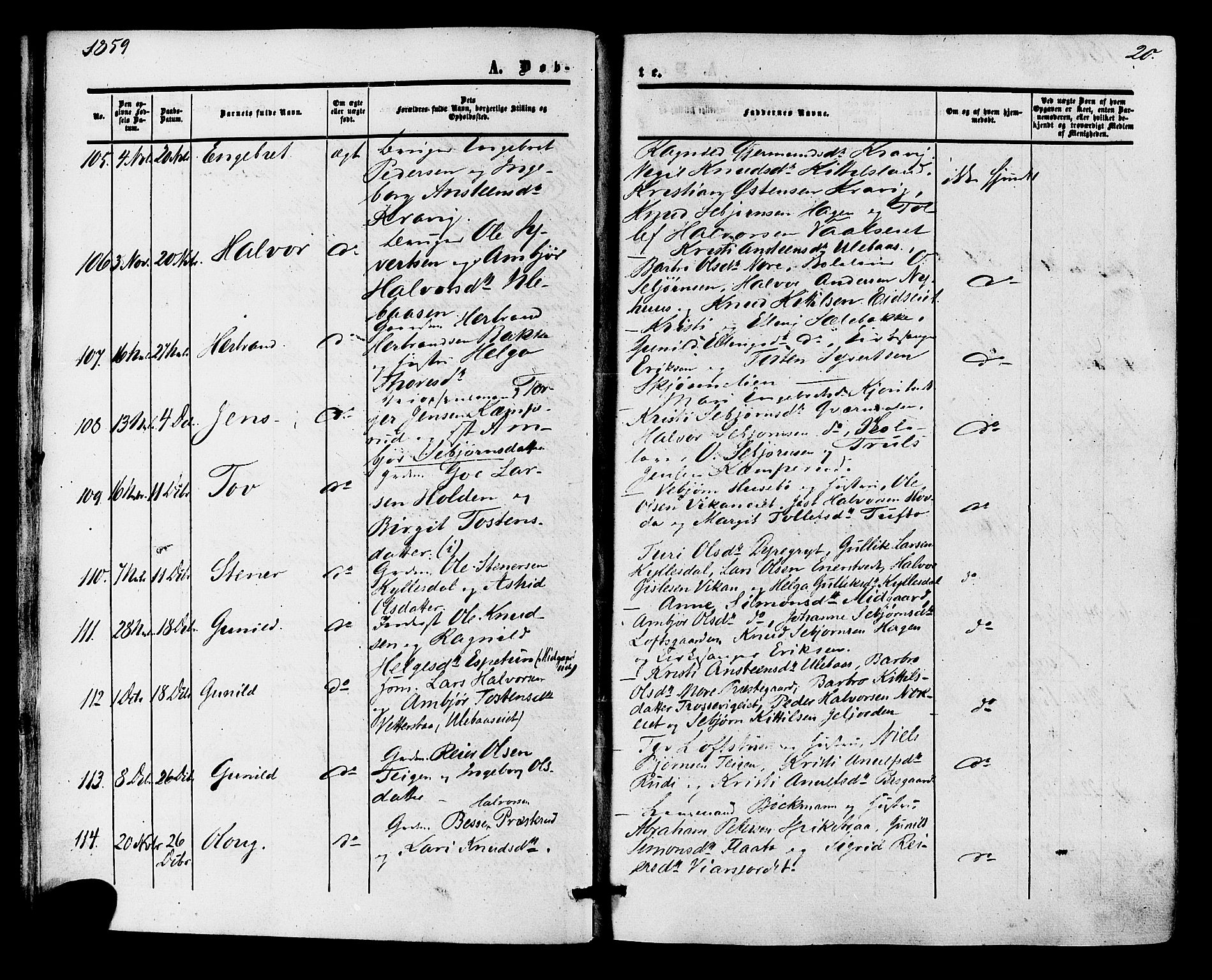 Nore kirkebøker, SAKO/A-238/F/Fa/L0003: Parish register (official) no. I 3, 1858-1866, p. 20