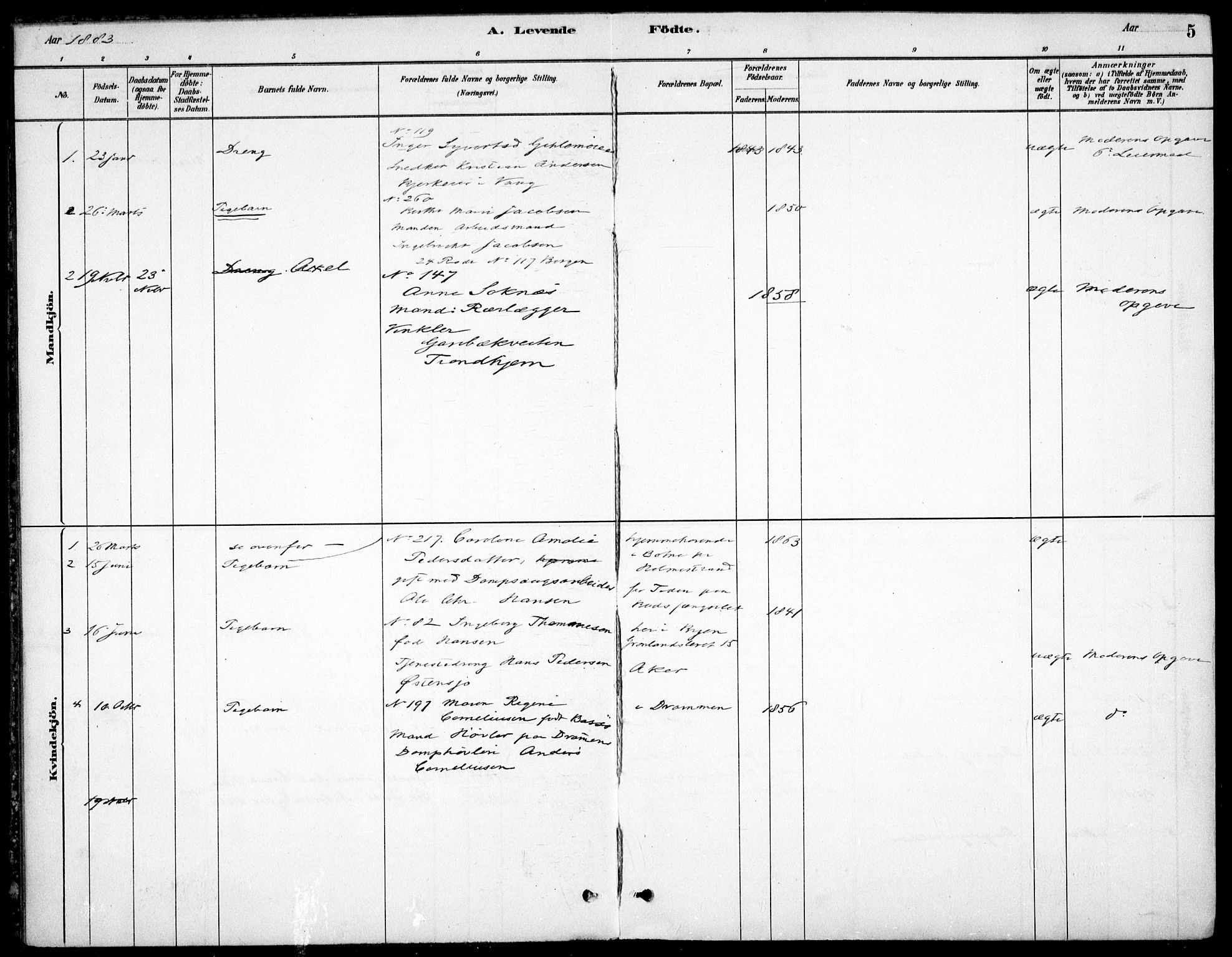 Kristiania tukthusprest Kirkebøker, SAO/A-10881/F/Fa/L0005: Parish register (official) no. 5, 1879-1936, p. 5