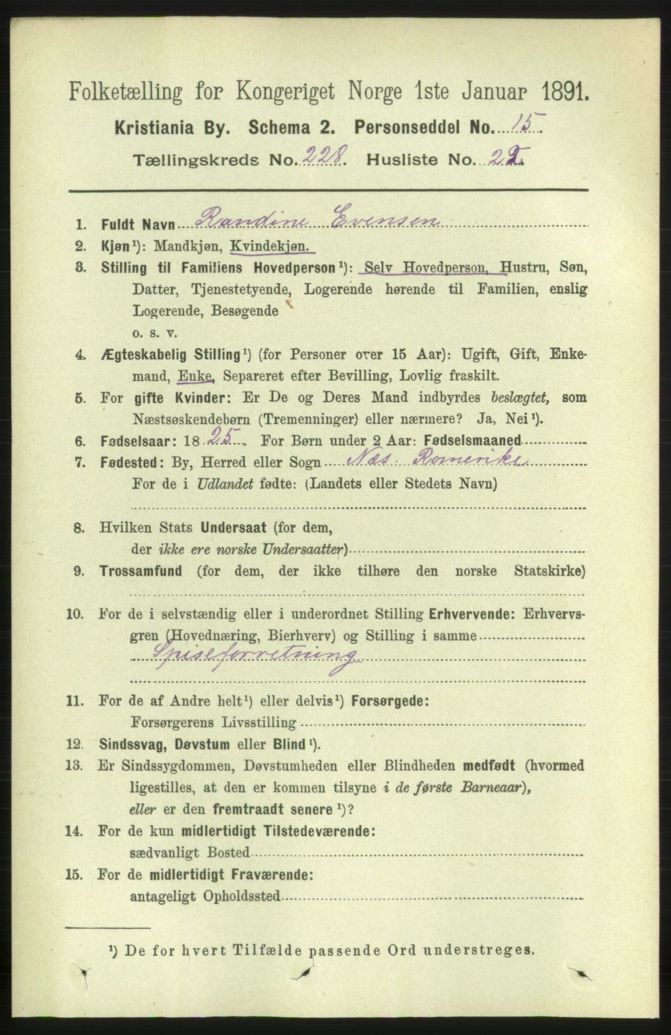 RA, 1891 census for 0301 Kristiania, 1891, p. 140221