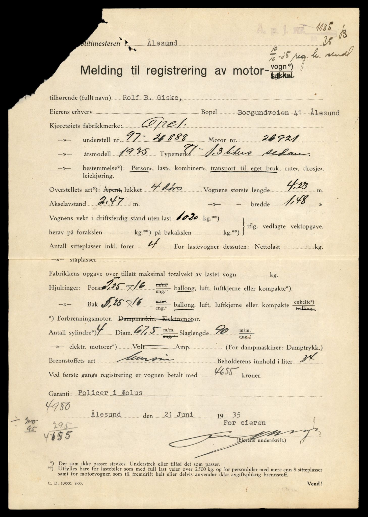 Møre og Romsdal vegkontor - Ålesund trafikkstasjon, SAT/A-4099/F/Fe/L0004: Registreringskort for kjøretøy T 341 - T 442, 1927-1998, p. 1634