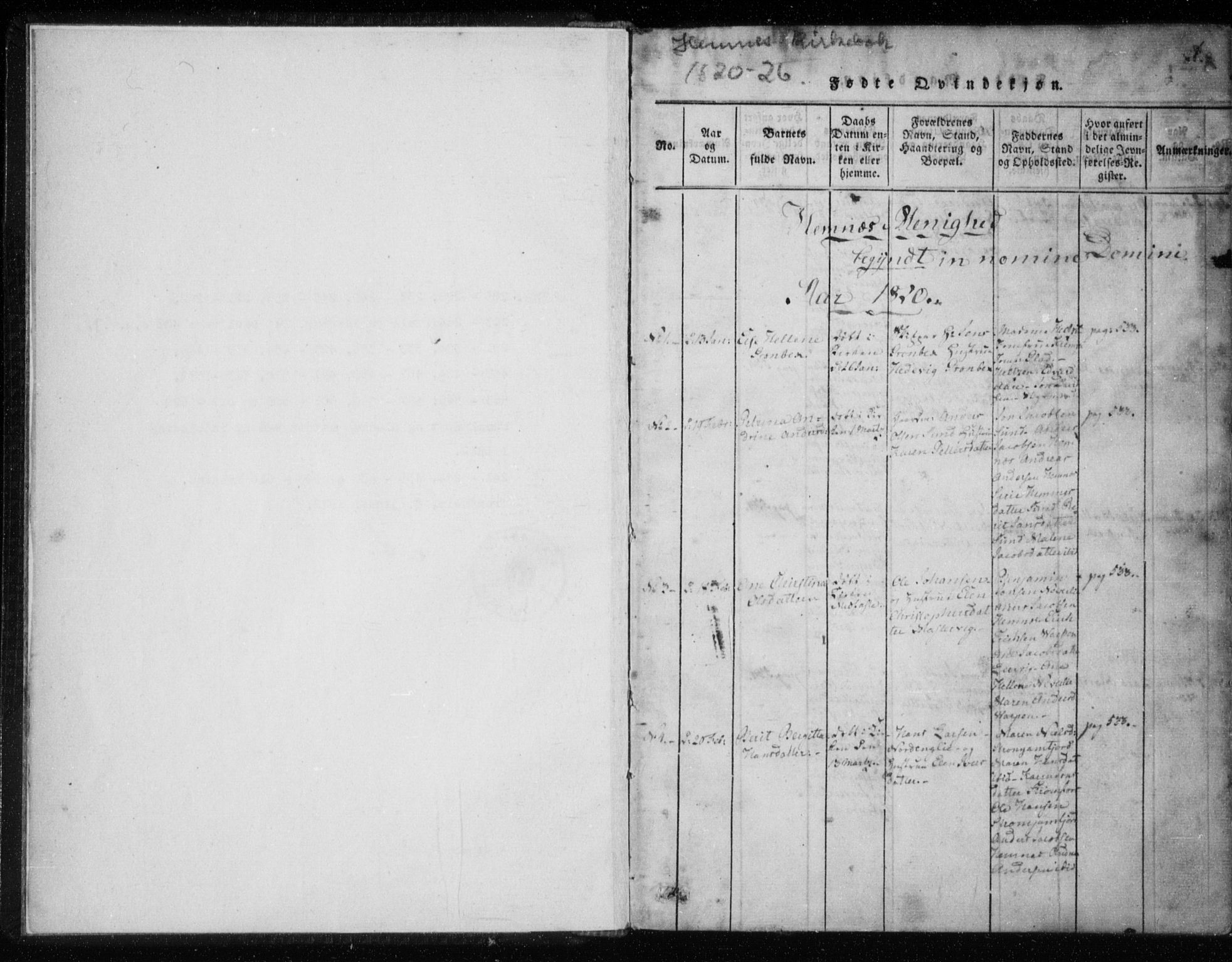 Ministerialprotokoller, klokkerbøker og fødselsregistre - Nordland, SAT/A-1459/825/L0353: Parish register (official) no. 825A07, 1820-1826, p. 1
