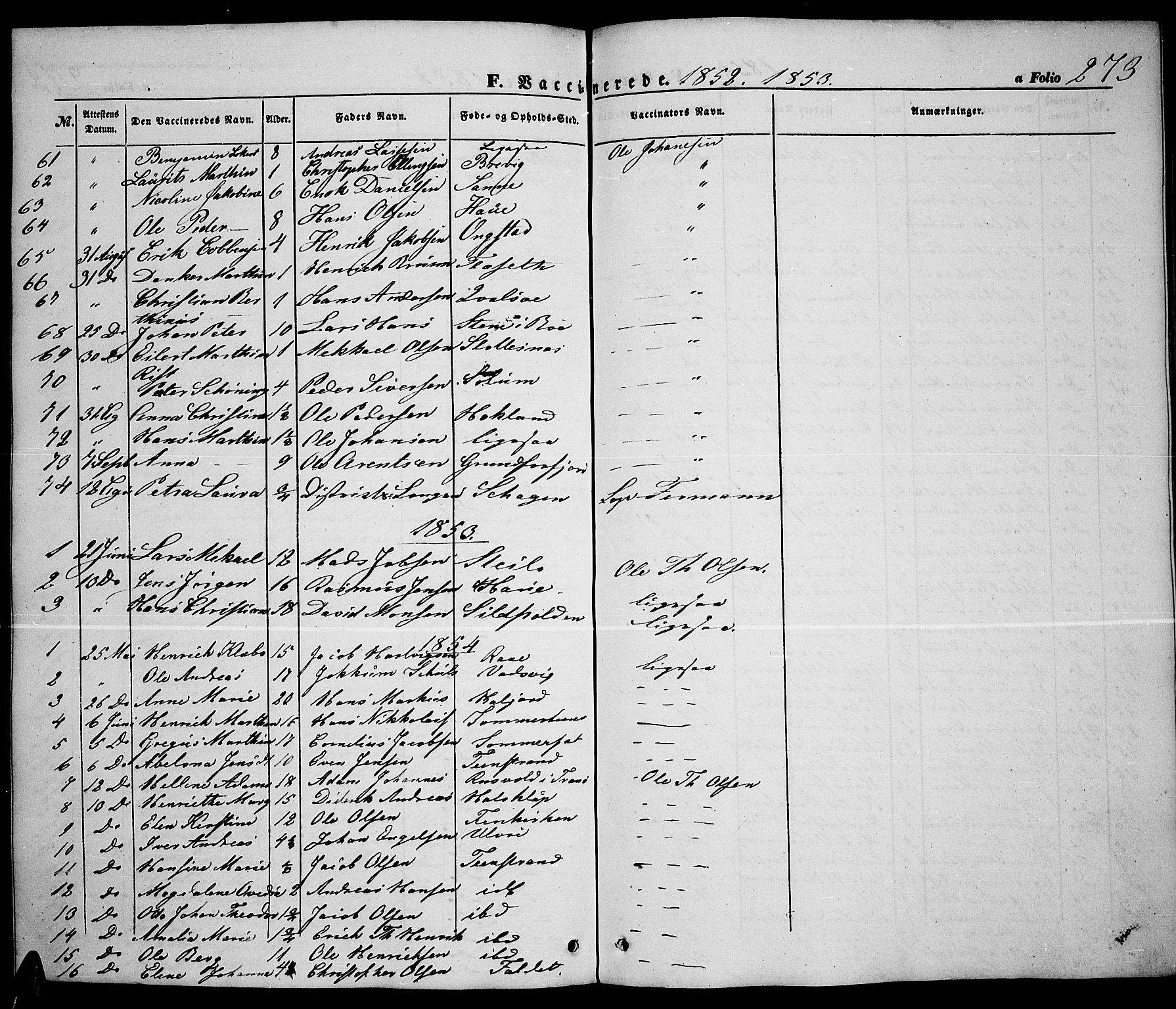 Ministerialprotokoller, klokkerbøker og fødselsregistre - Nordland, AV/SAT-A-1459/888/L1265: Parish register (copy) no. 888C03, 1850-1863, p. 273